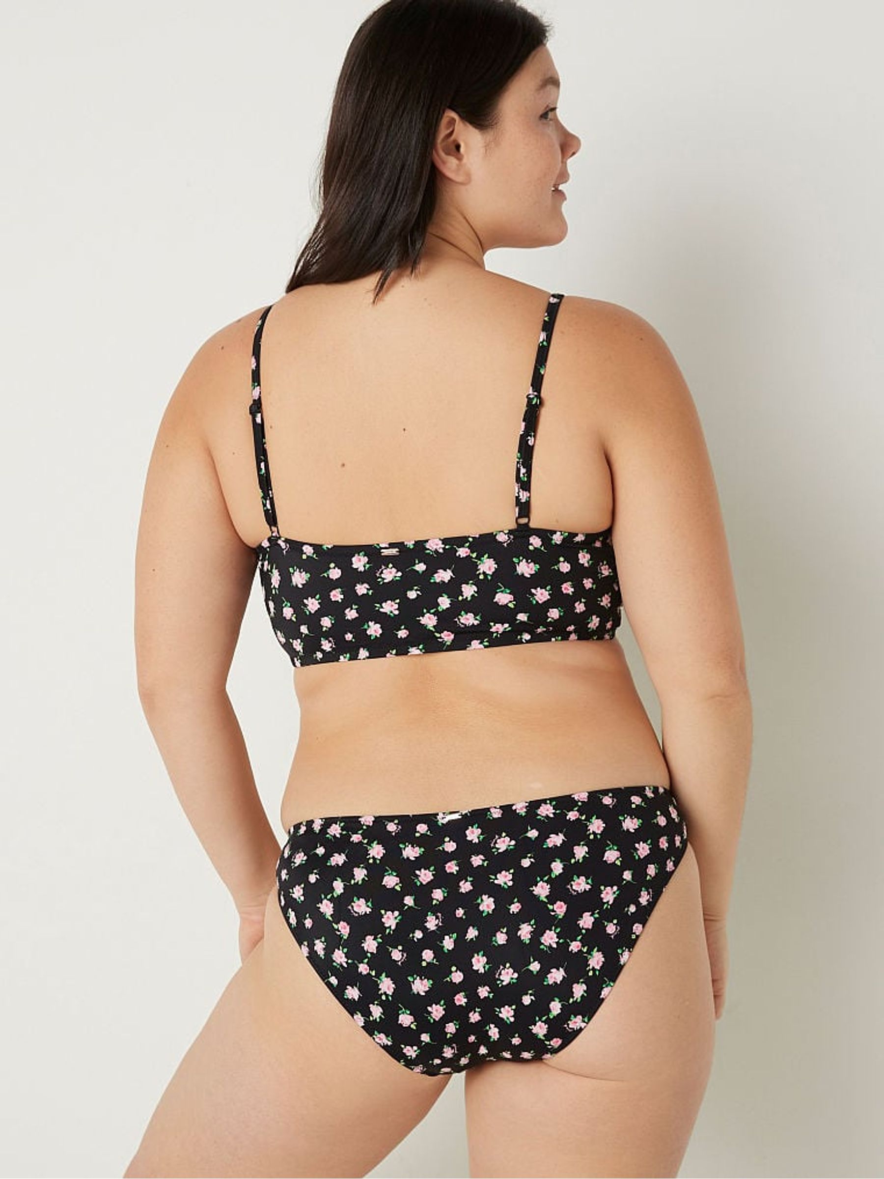 Pure Black Floral Brief Bikini Bottom - Image 2 of 4