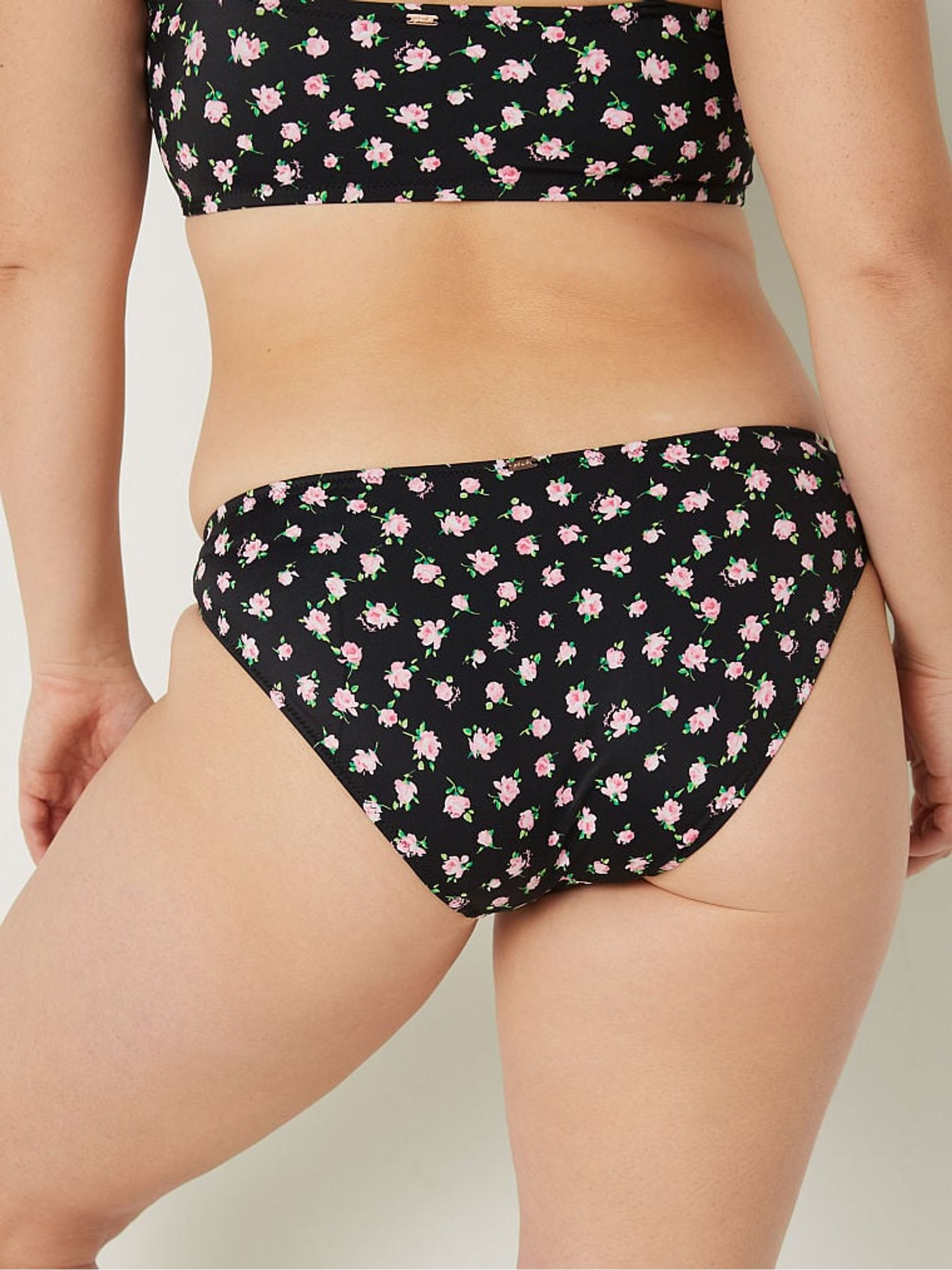 Pure Black Floral Brief Bikini Bottom - Image 3 of 4