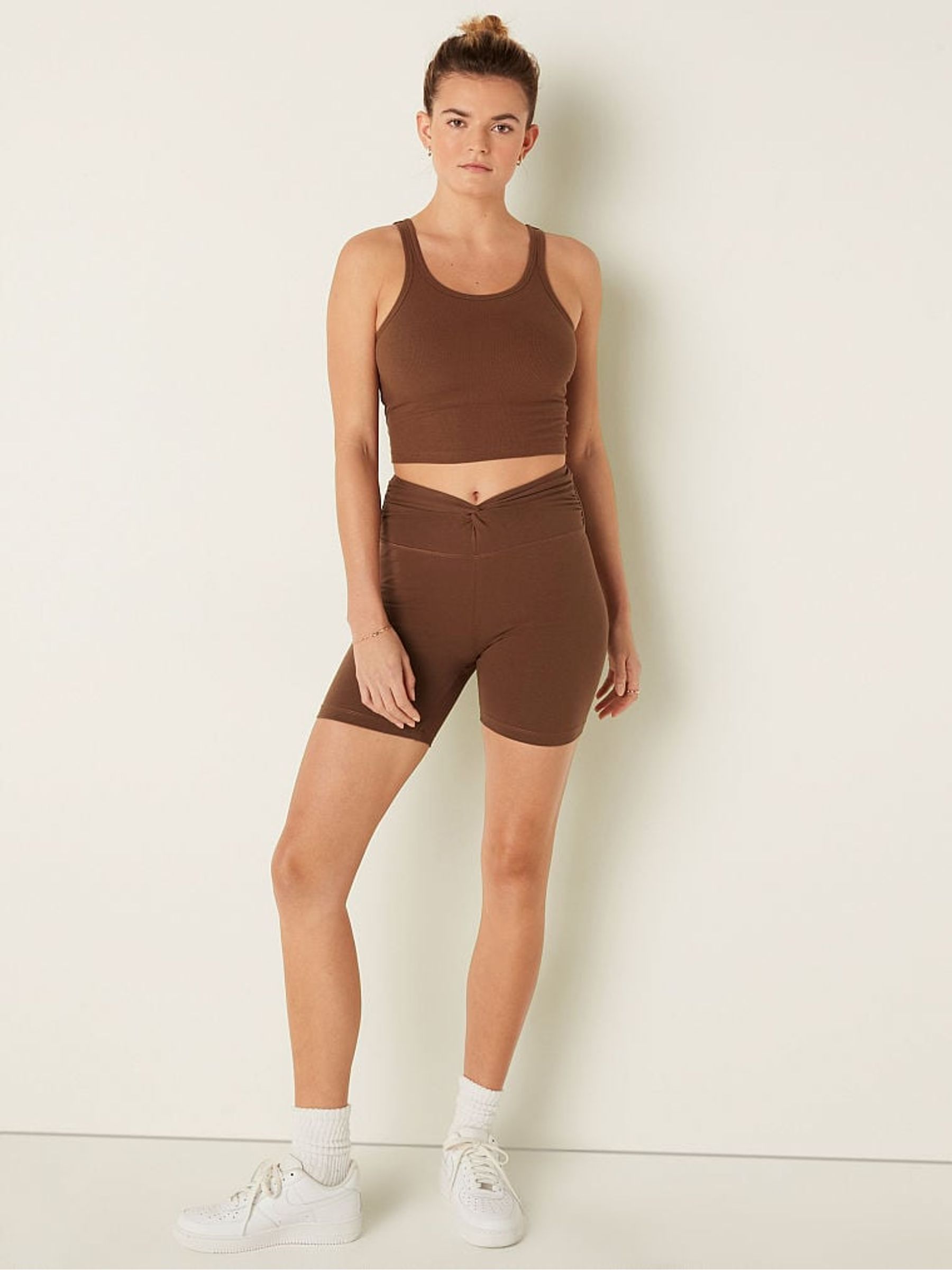 Soft Cappuccino Brown Crop Ribbed Tank Top - Image 3 of 4