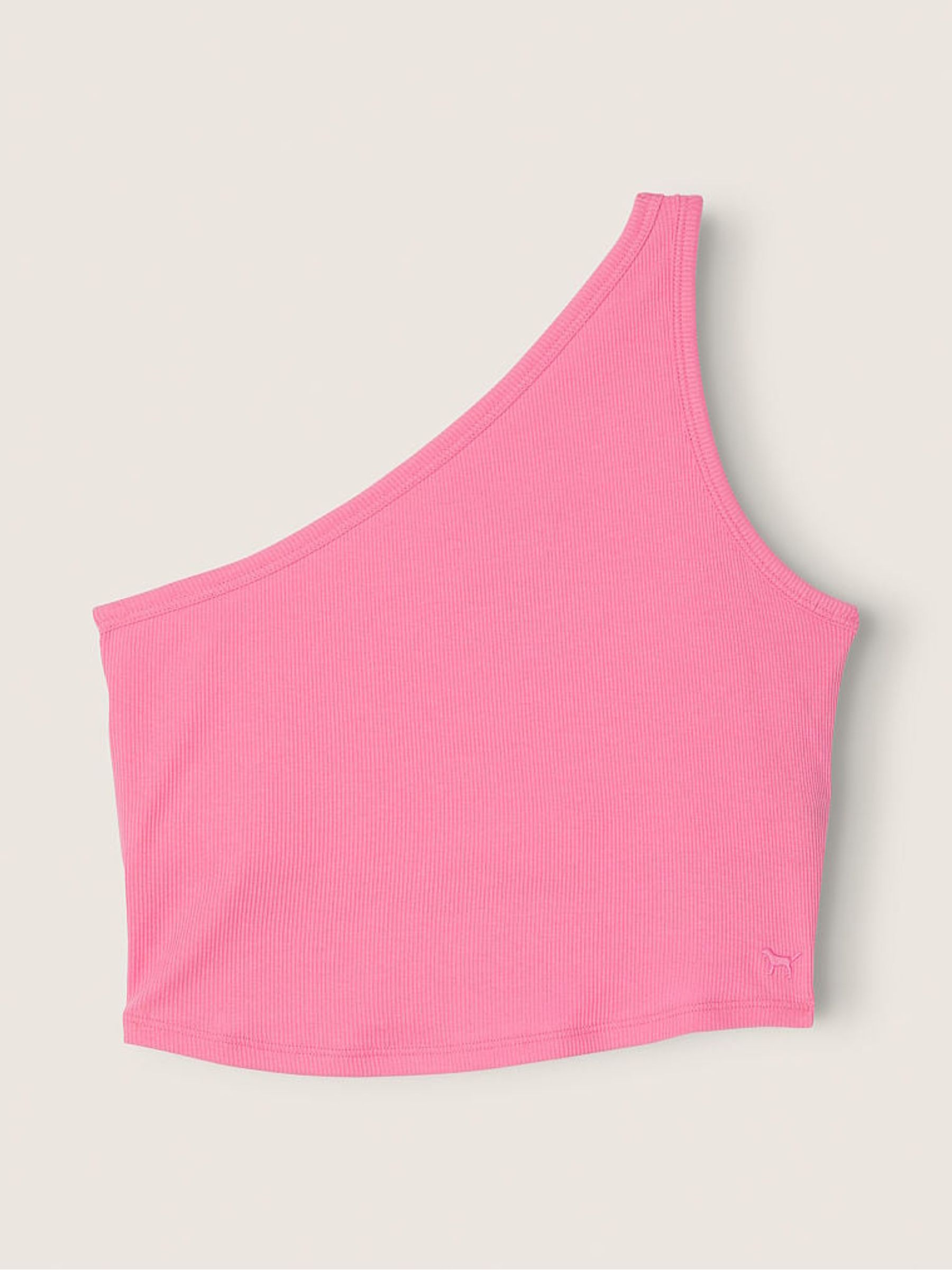 Dreamy Pink Shrunken One Shoulder Shelf Tank Top - Image 4 of 4