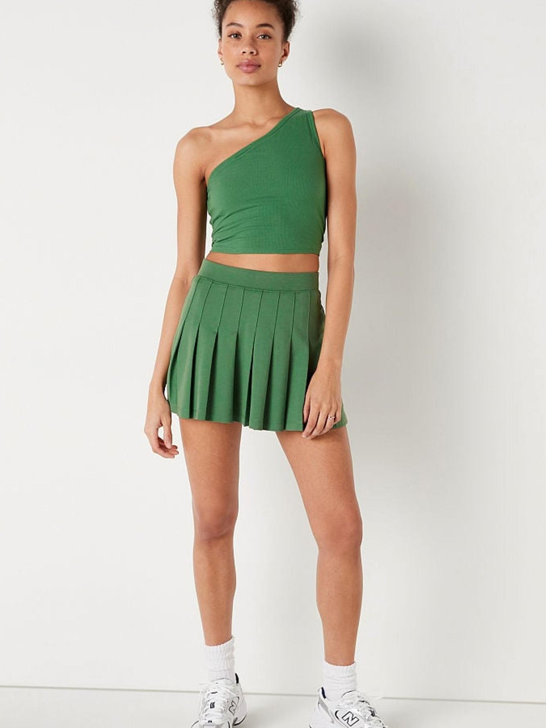 Forest Pine Green Shrunken One Shoulder Shelf Tank - Image 3 of 5