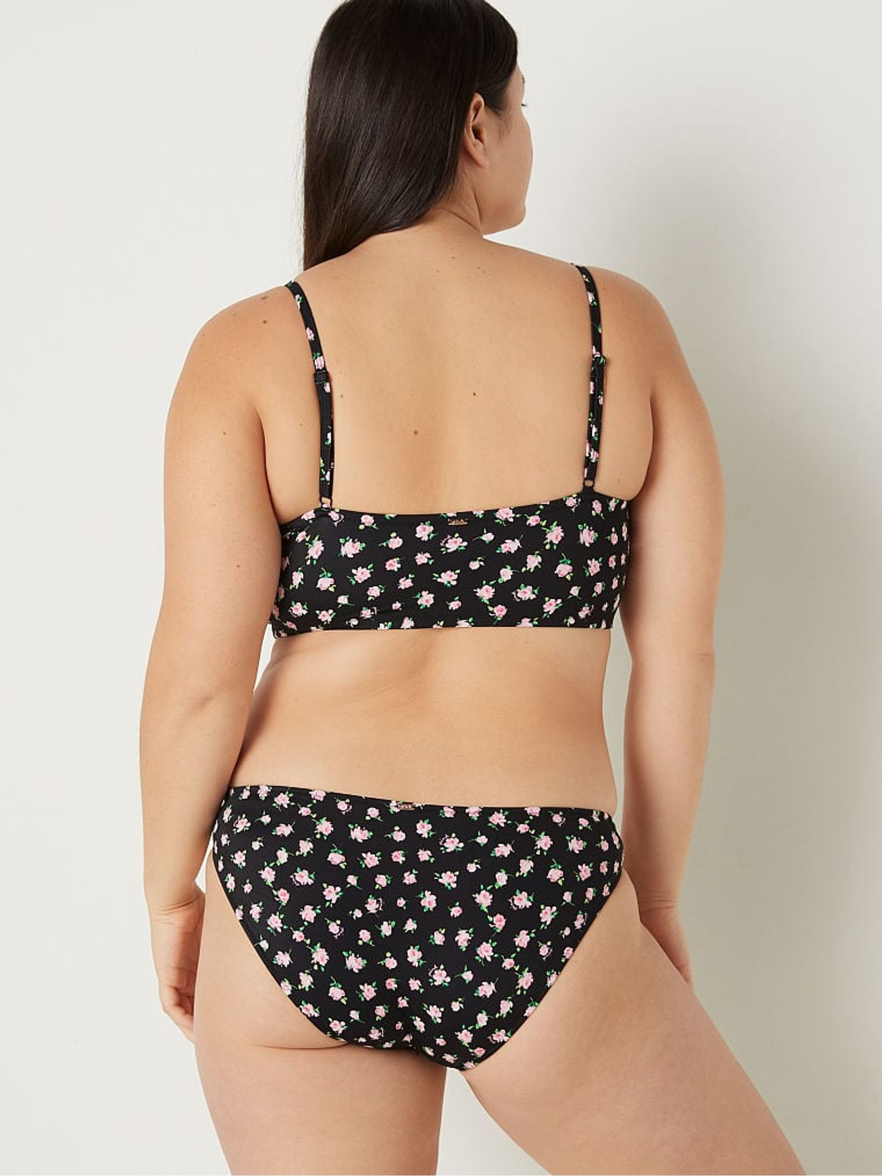Pure Black Floral Cutout Bikini Top - Image 2 of 4