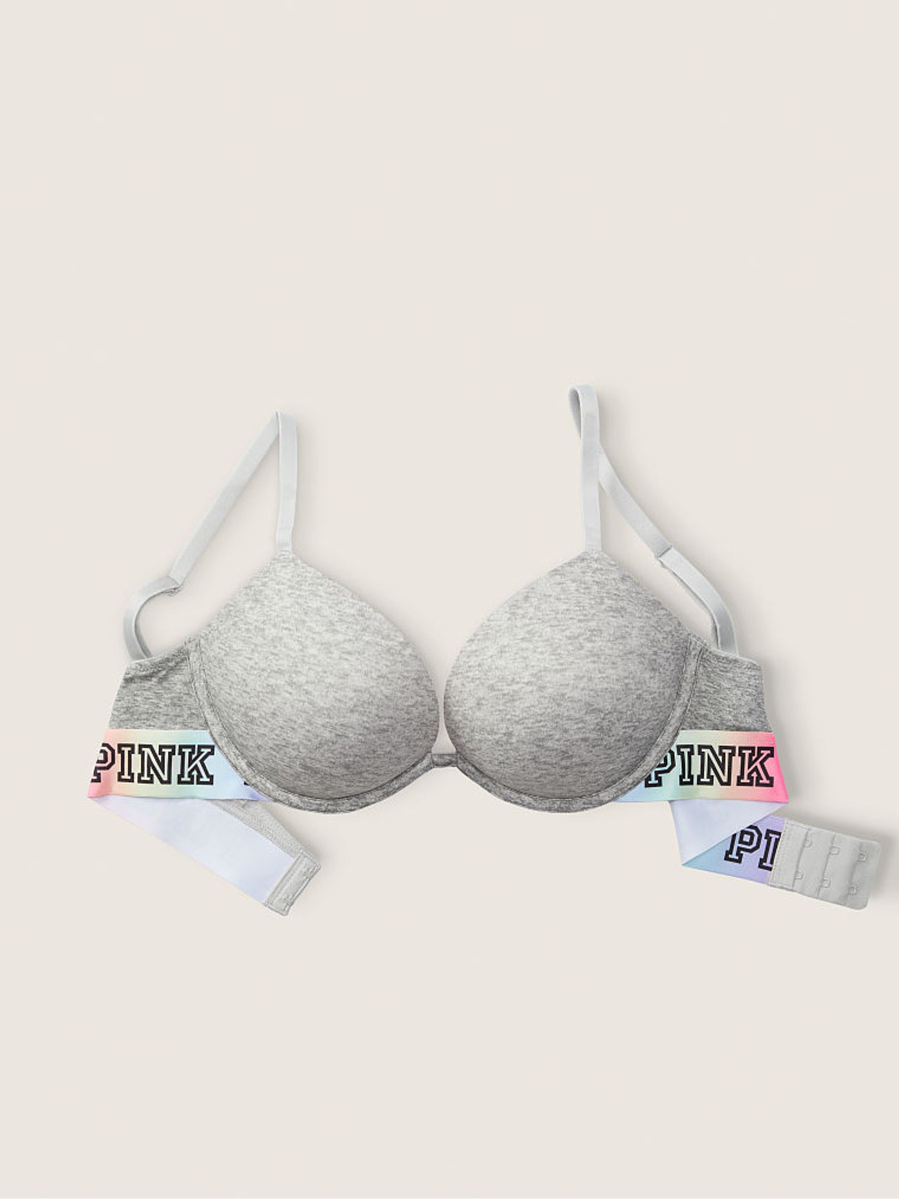 Grey Rainbow Band Smooth Super Push Up Bra - Image 4 of 5