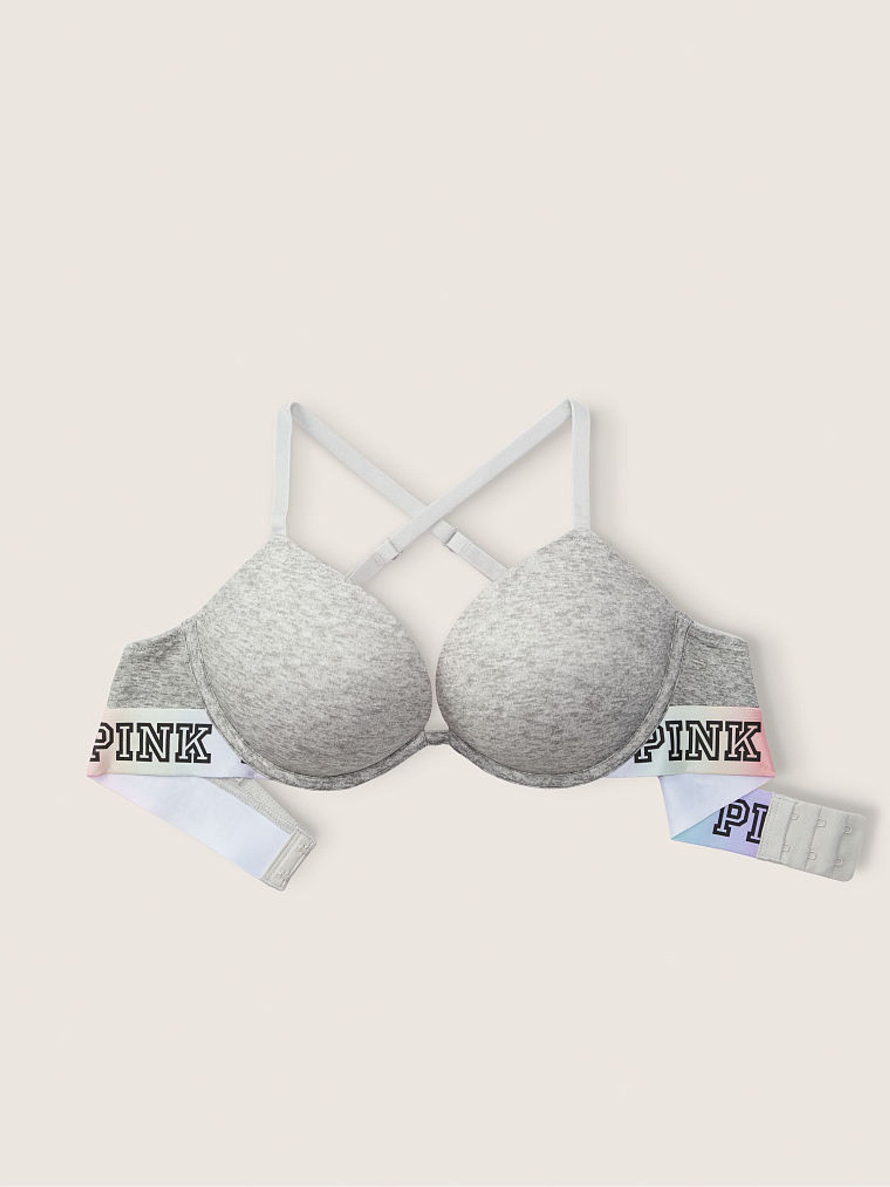 Grey Rainbow Band Smooth Super Push Up Bra - Image 5 of 5