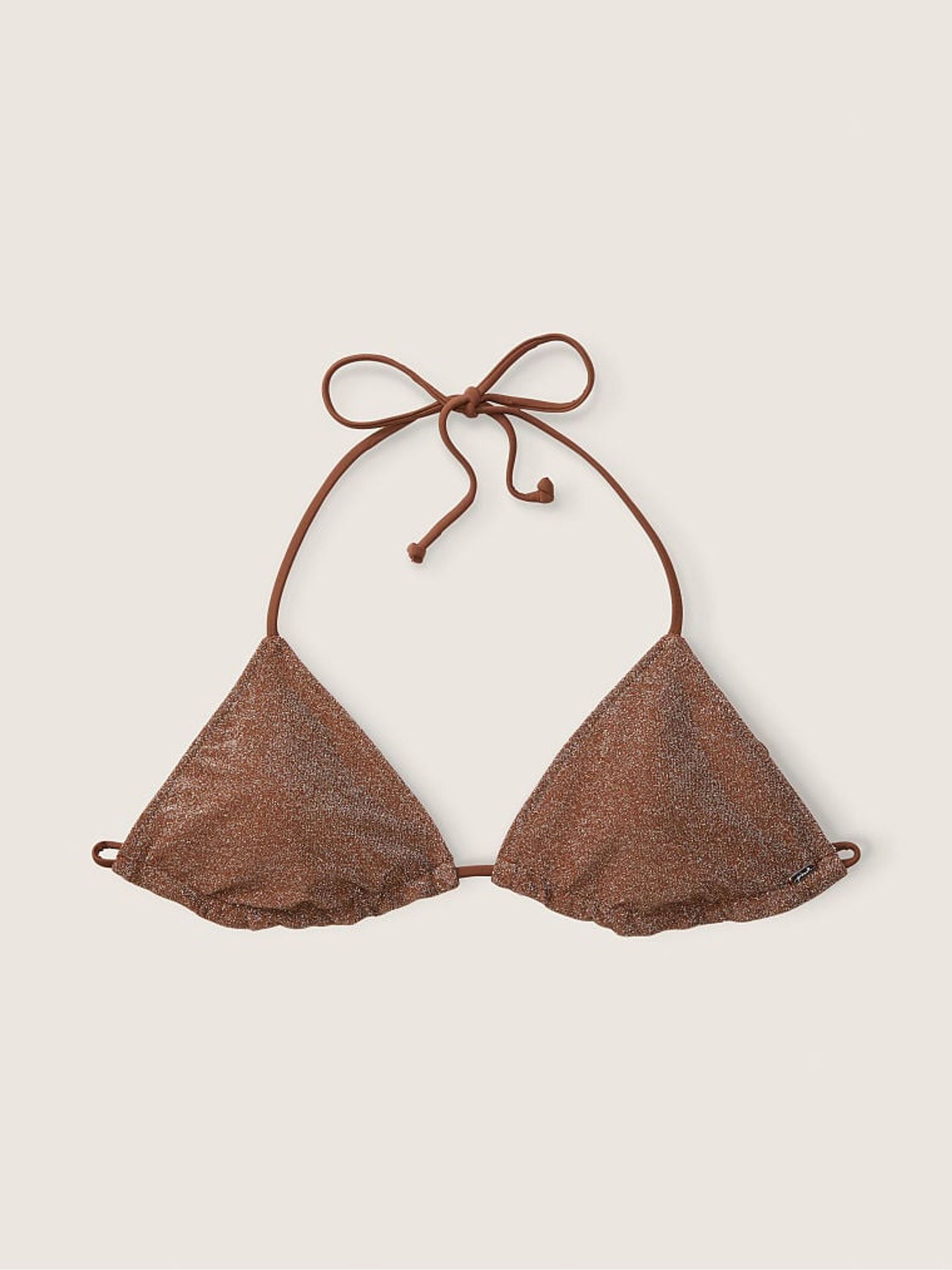 Soft Cappuccino Brown Triangle Shimmer Bikini Top - Image 3 of 4