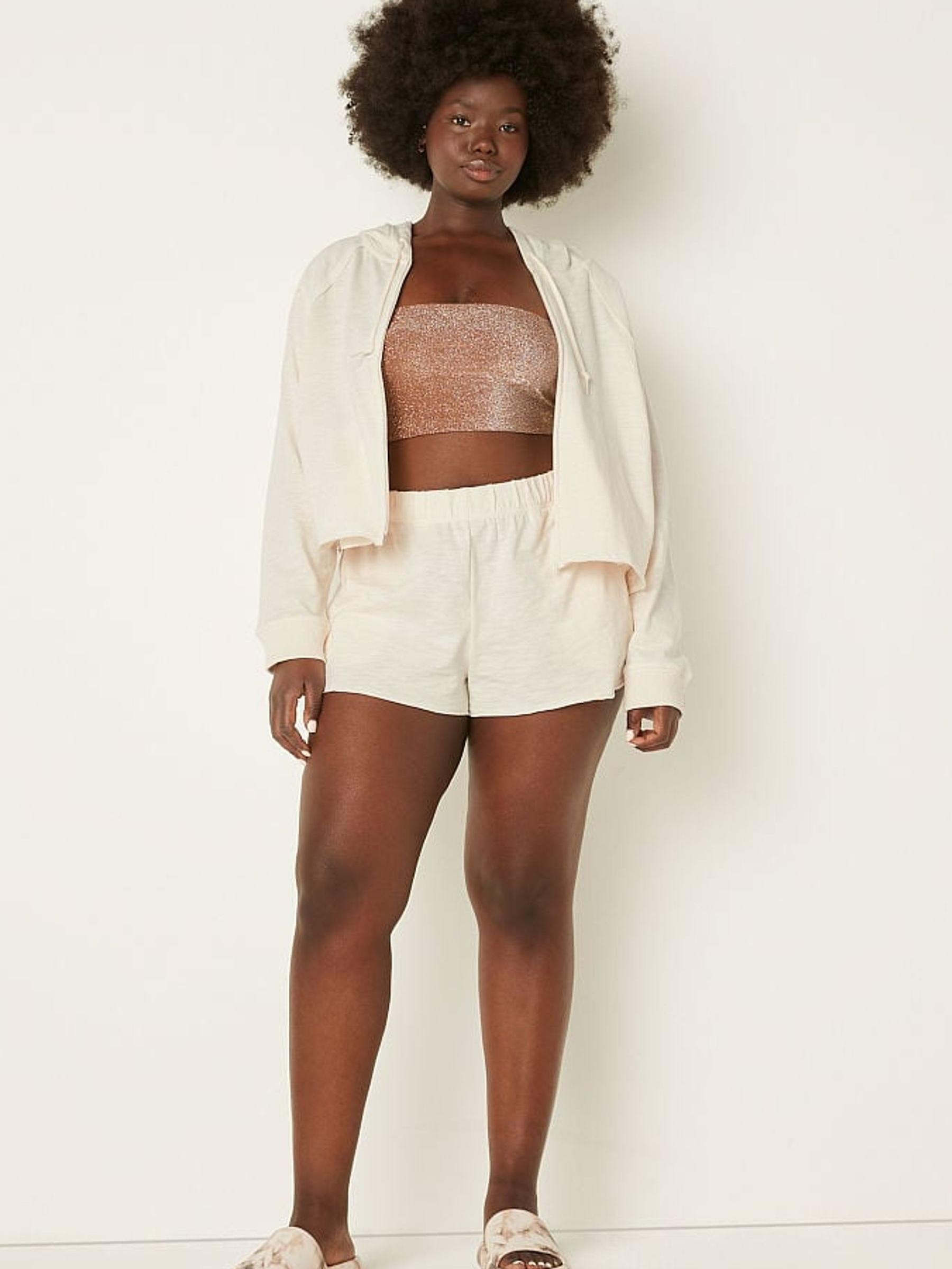 Cream Cotton Slub Crop Cut Off Full Zip Jacket - Image 3 of 4