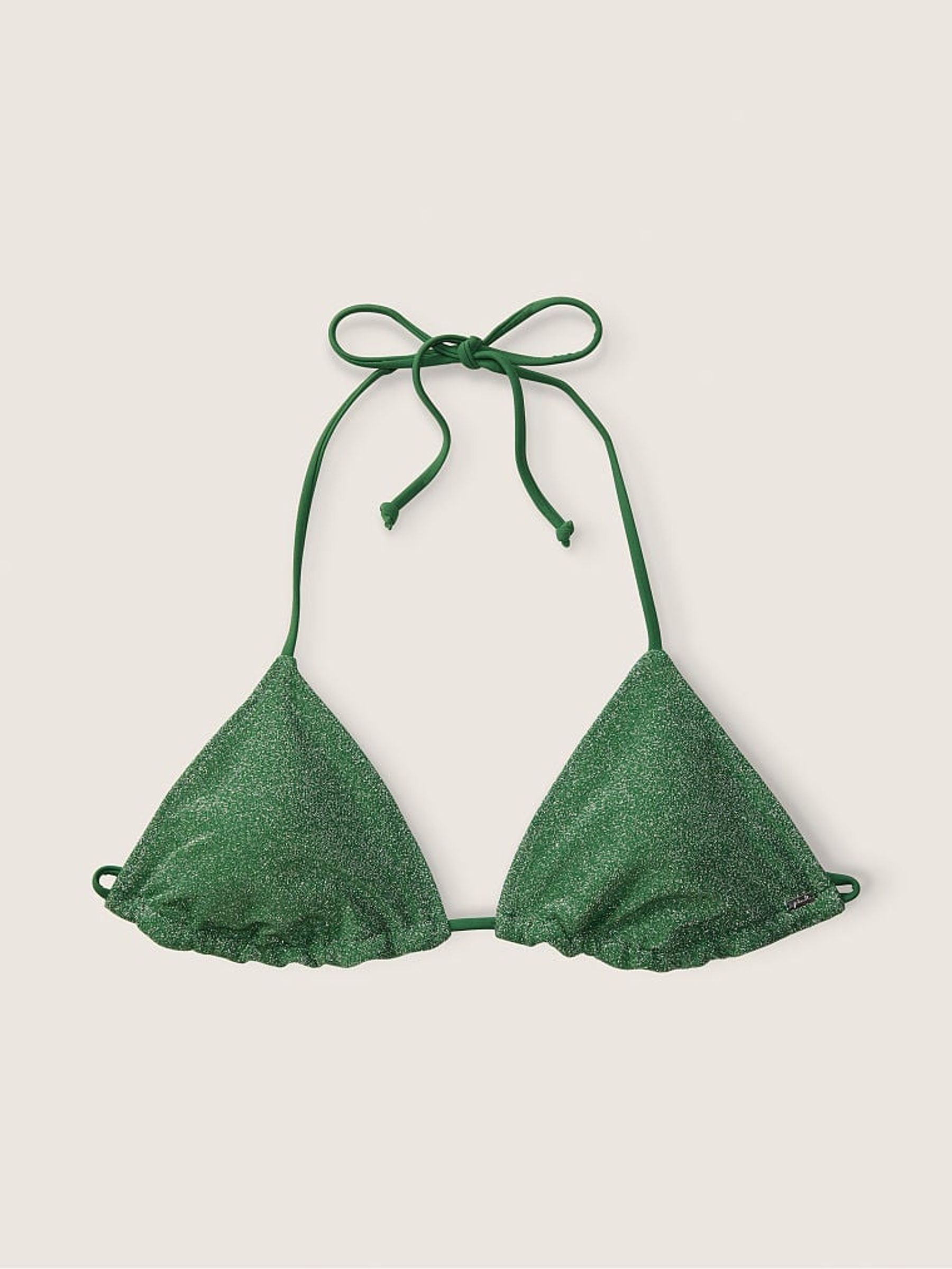 Forest Pine Green Triangle Shimmer Bikini Top - Image 3 of 4