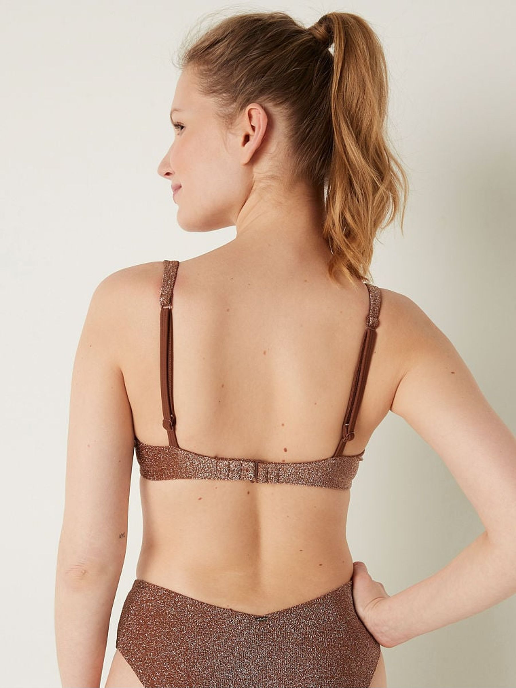 Soft Cappucino Push Up Shimmer Bikini Top - Image 2 of 4