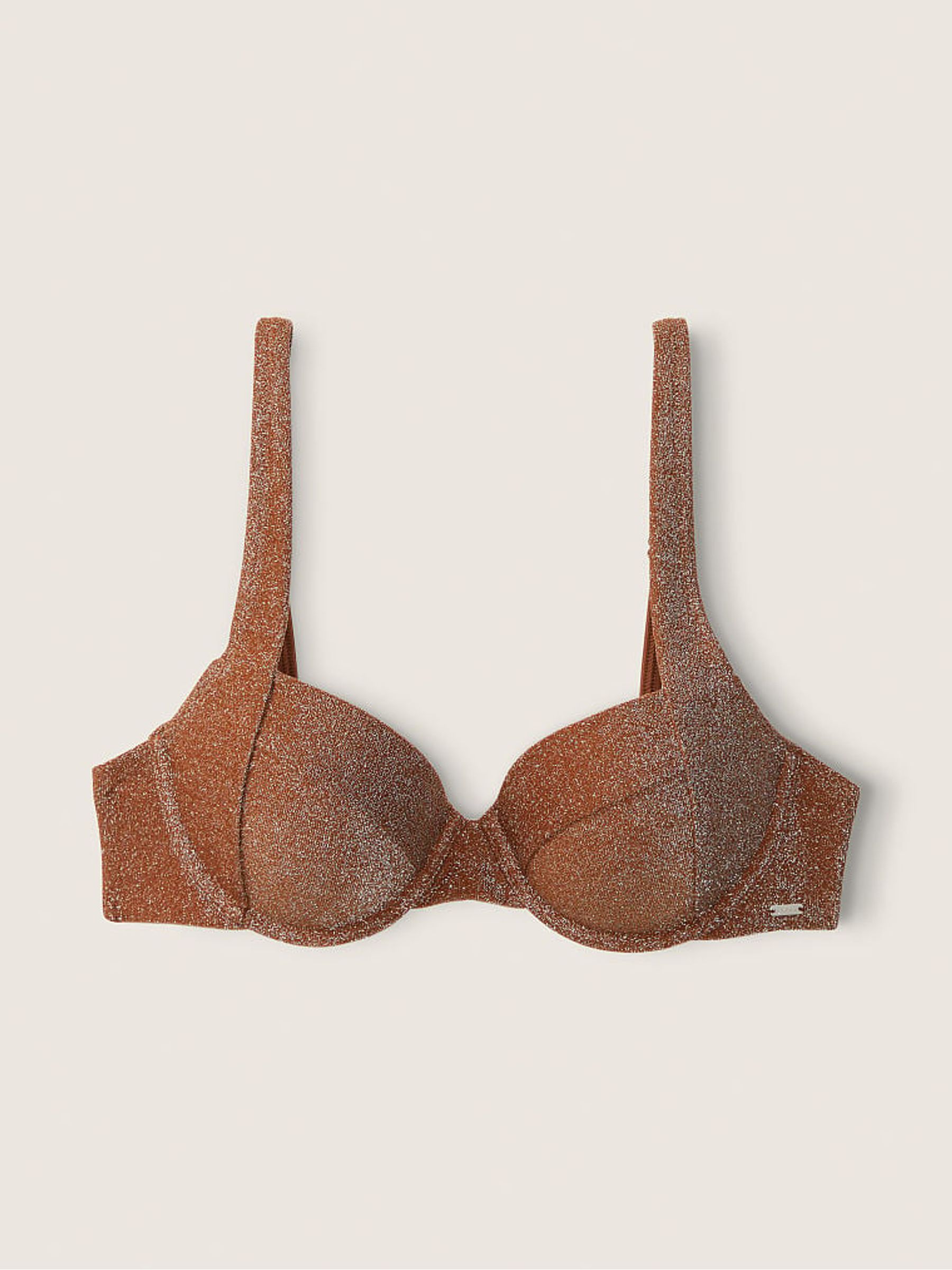 Soft Cappucino Push Up Shimmer Bikini Top - Image 3 of 4