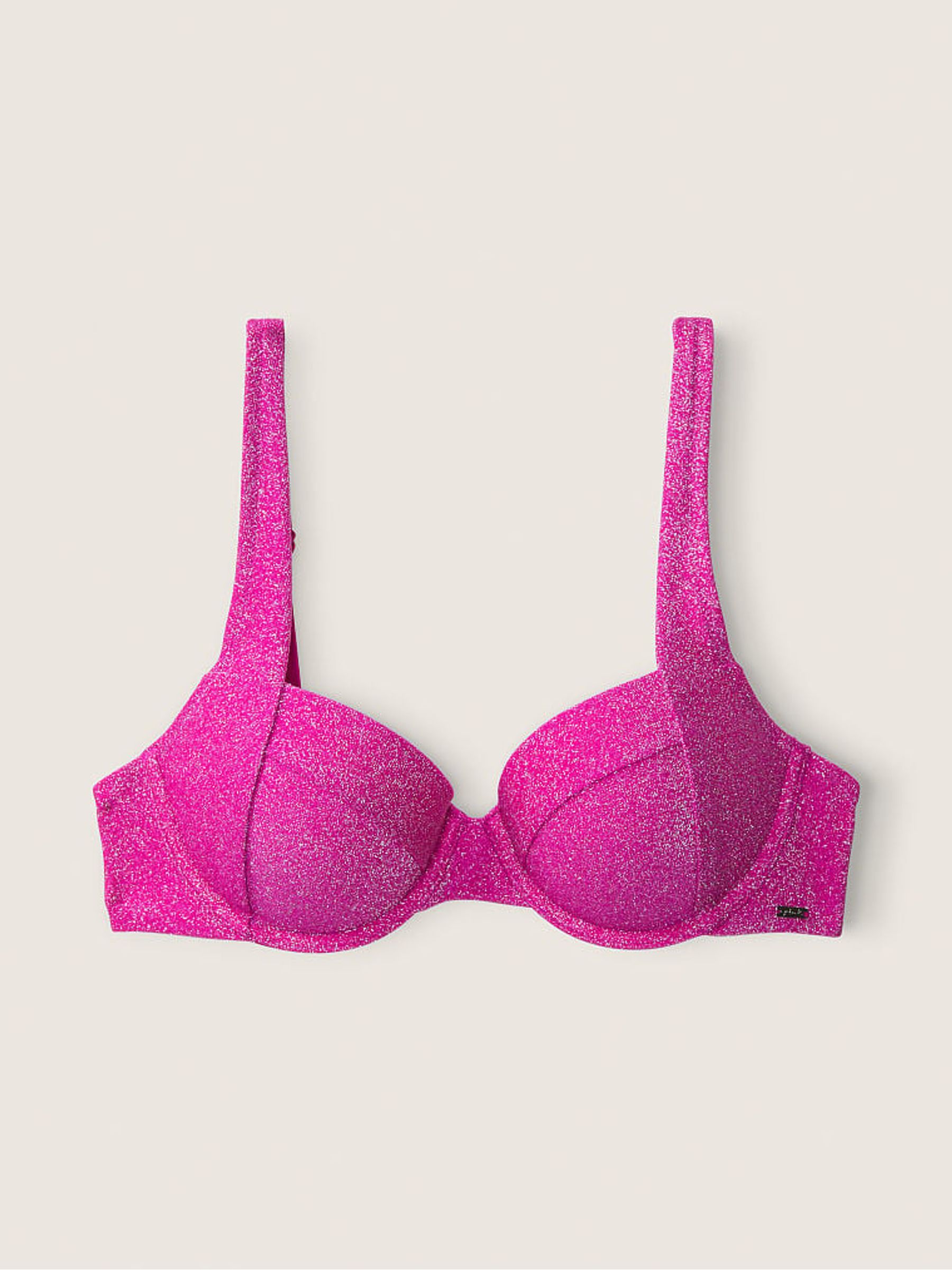 Dahlia Magenta Purple Push Up Shimmer Bikini Top - Image 3 of 4