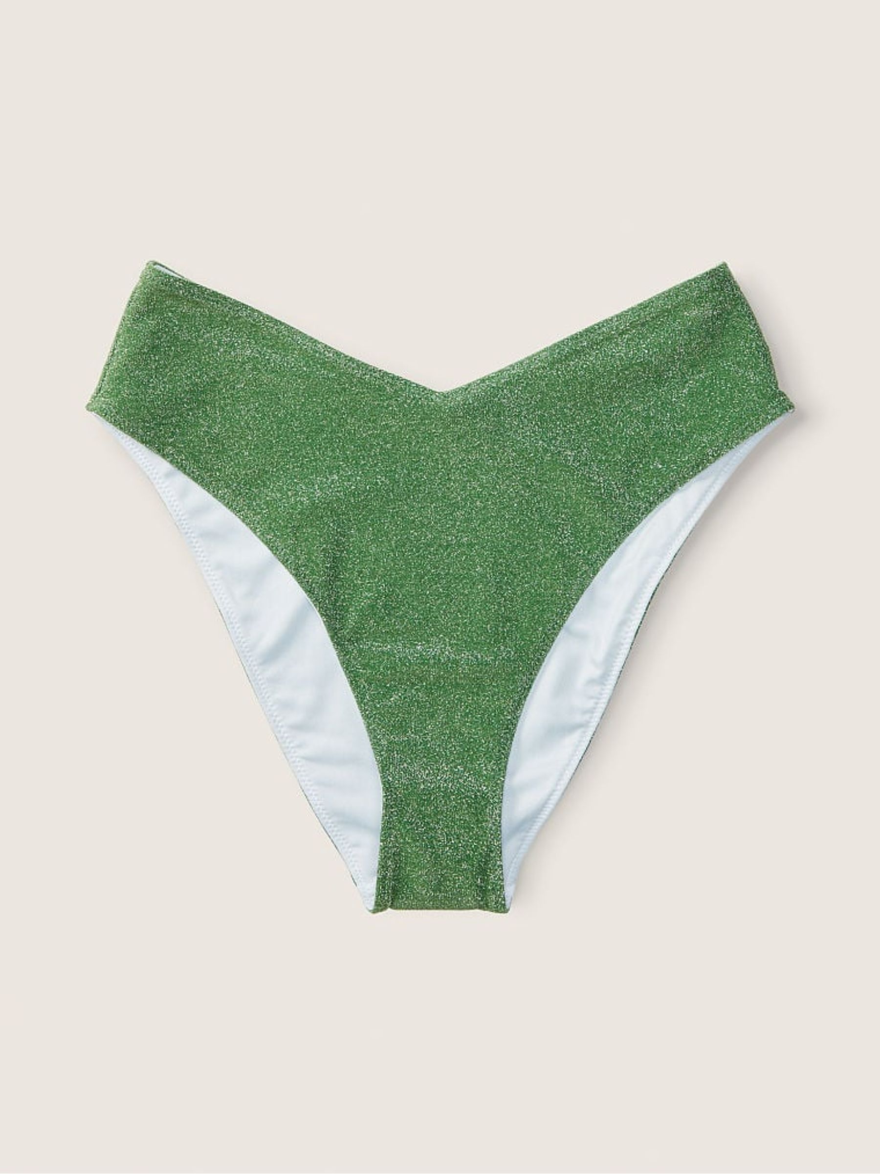 Forest Pine Green Brazilian Shimmer High Waist Cheeky Bikini Bottom - Image 3 of 4