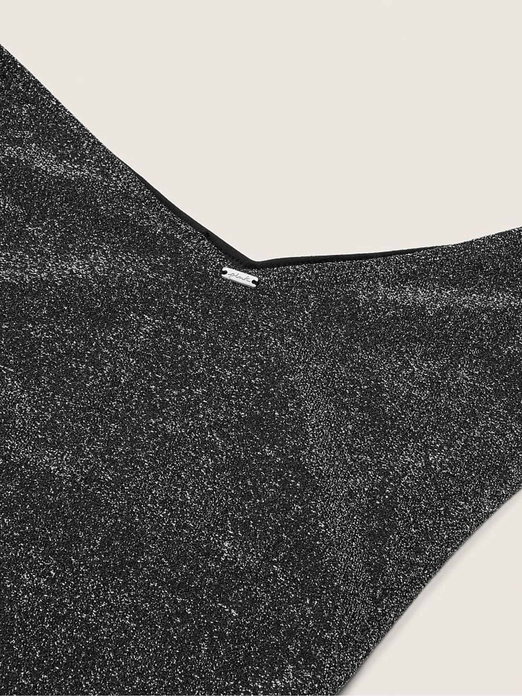 Pure Black Brazilian Shimmer High Waist Cheeky Bikini Bottom - Image 4 of 4