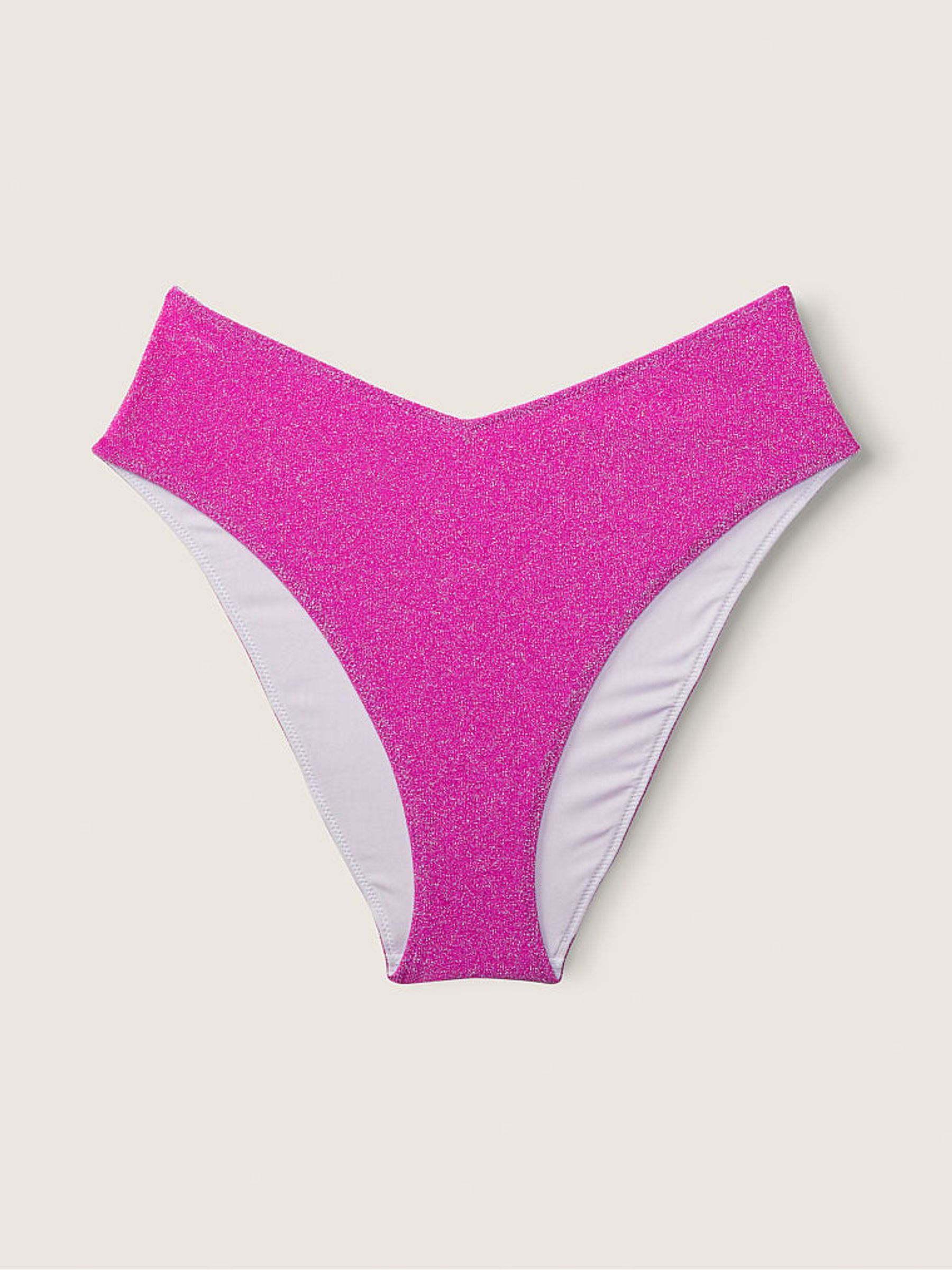 Dahlia Magenta Pink Brazilian Shimmer High Waist Cheeky Bikini Bottom - Image 3 of 4