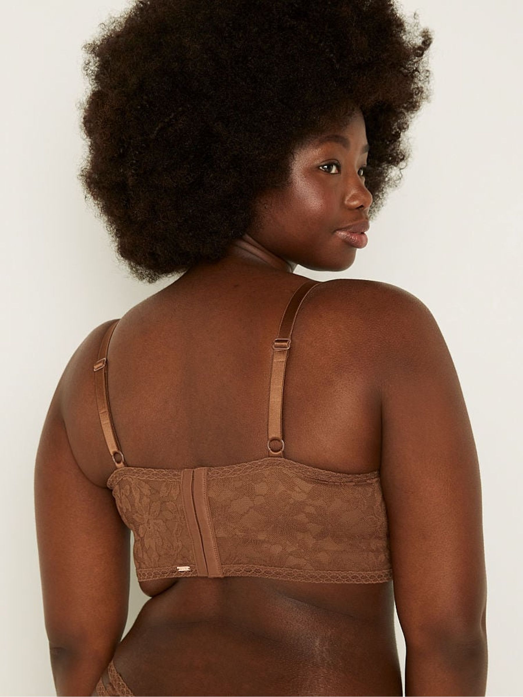 Soft Cappuccino Brown Lace Lightly Lined Corset Bralette - Image 2 of 4