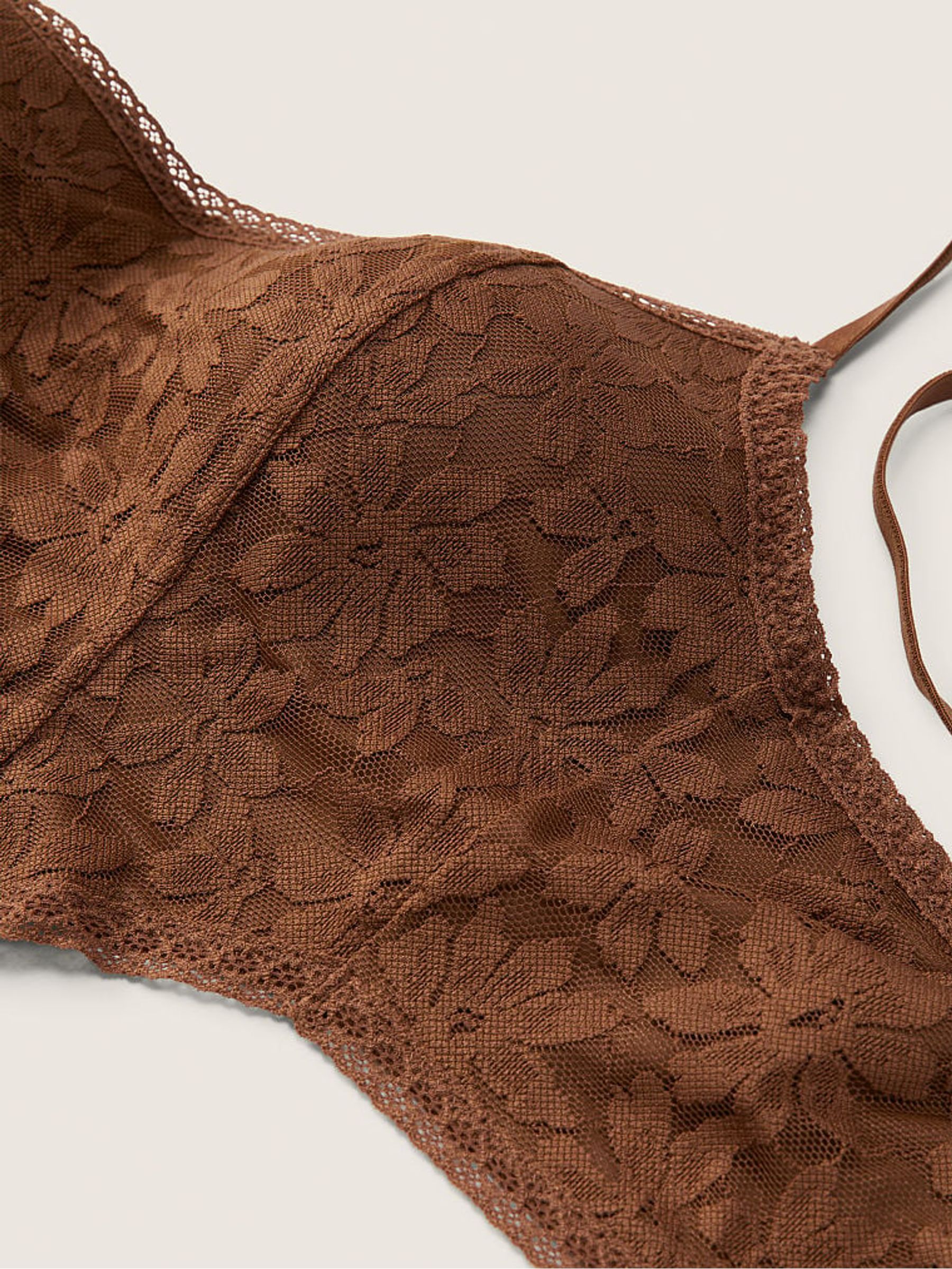 Soft Cappuccino Brown Lace Lightly Lined Corset Bralette - Image 4 of 4