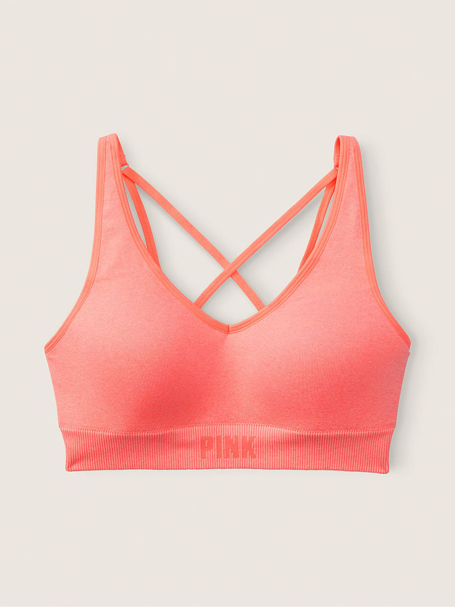 Coral Flash Orange PINK Active Seamless Air Medium Impact Sports Bra - Image 4 of 4