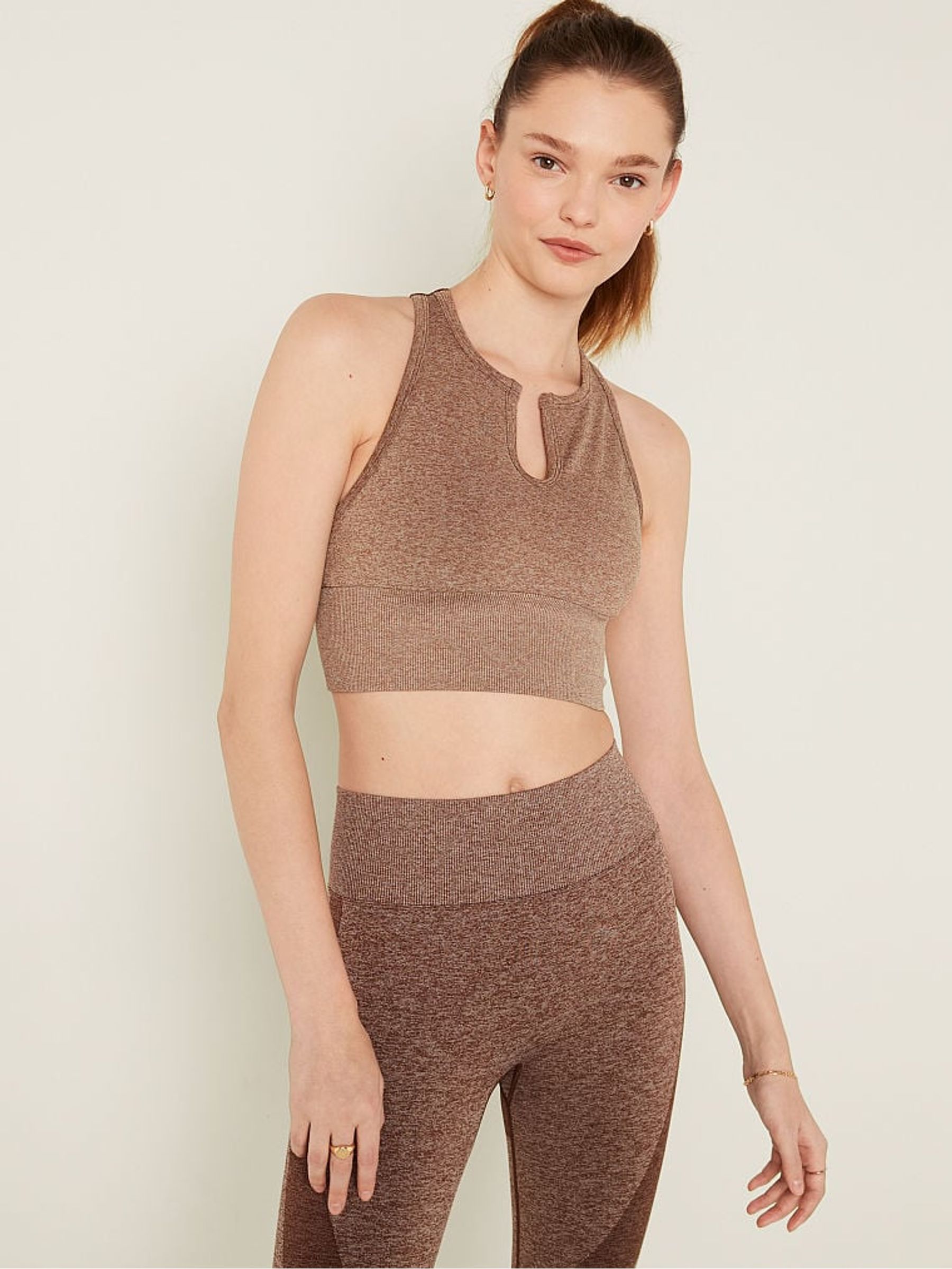 Soft Cappuccino Brown Seamless Sports Bra - Image 1 of 4