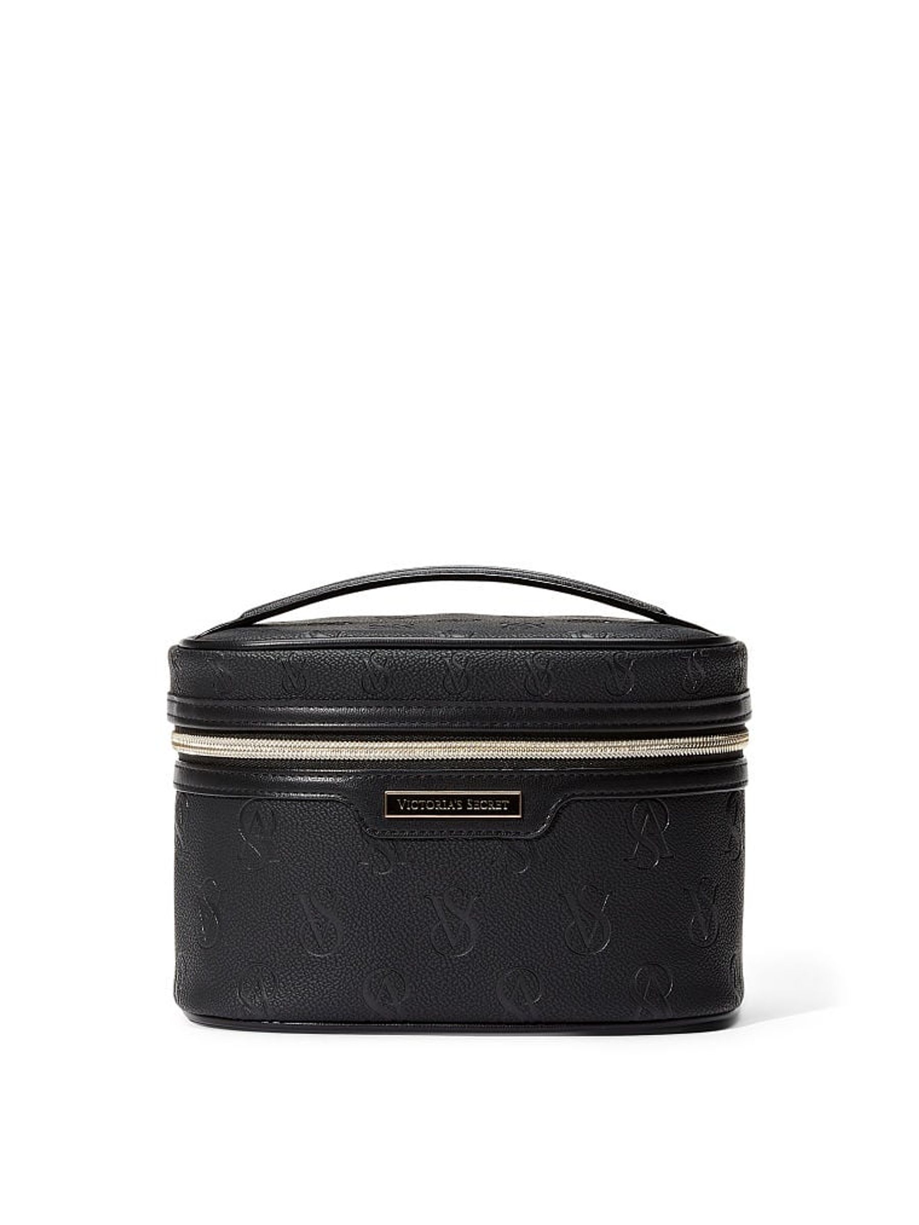 Black Embossed Monogram Makeup Bag - Image 1 of 1