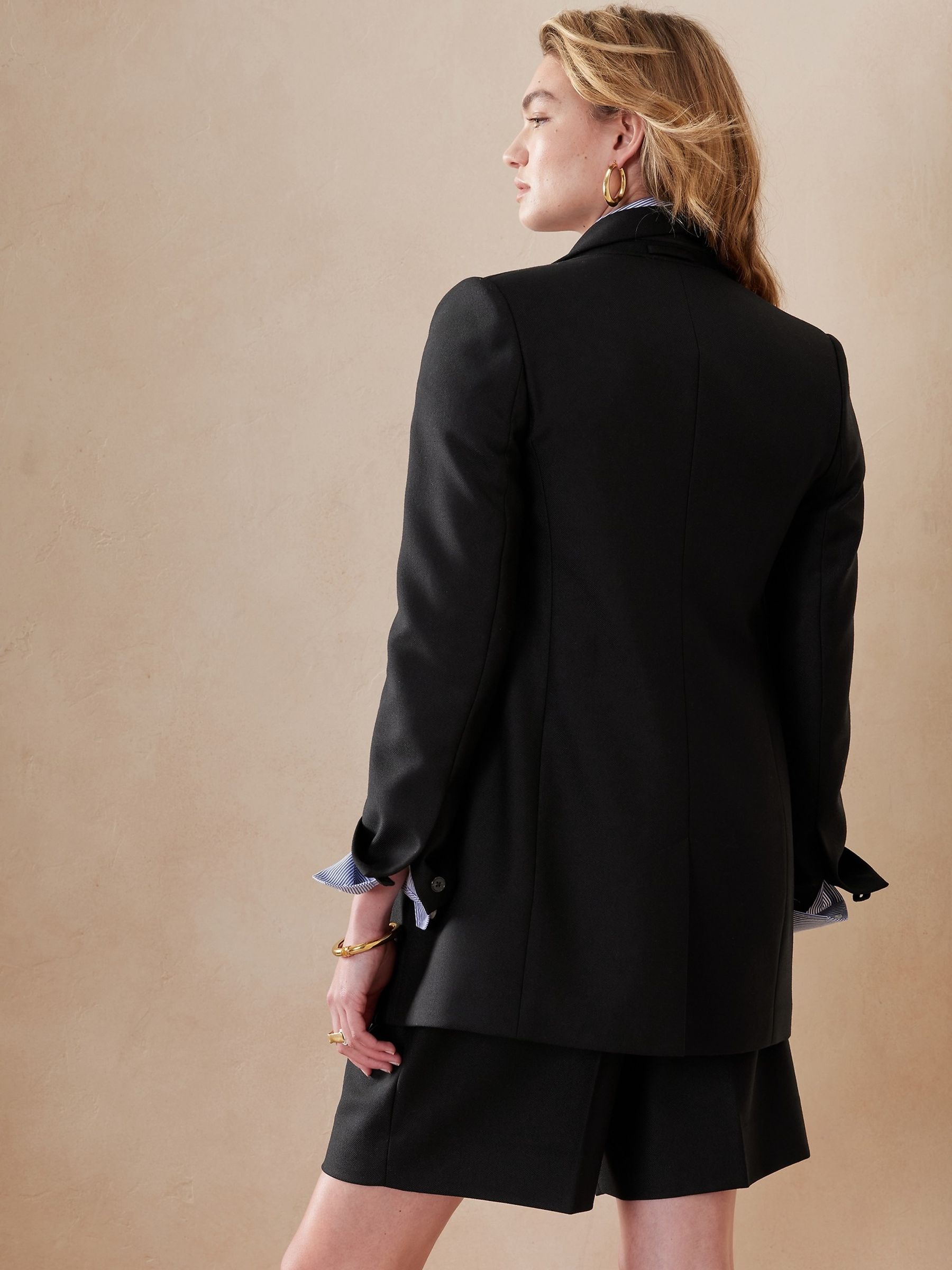 Banana Republic Black Lido Sculpted Wool Blazer - Image 3 of 5