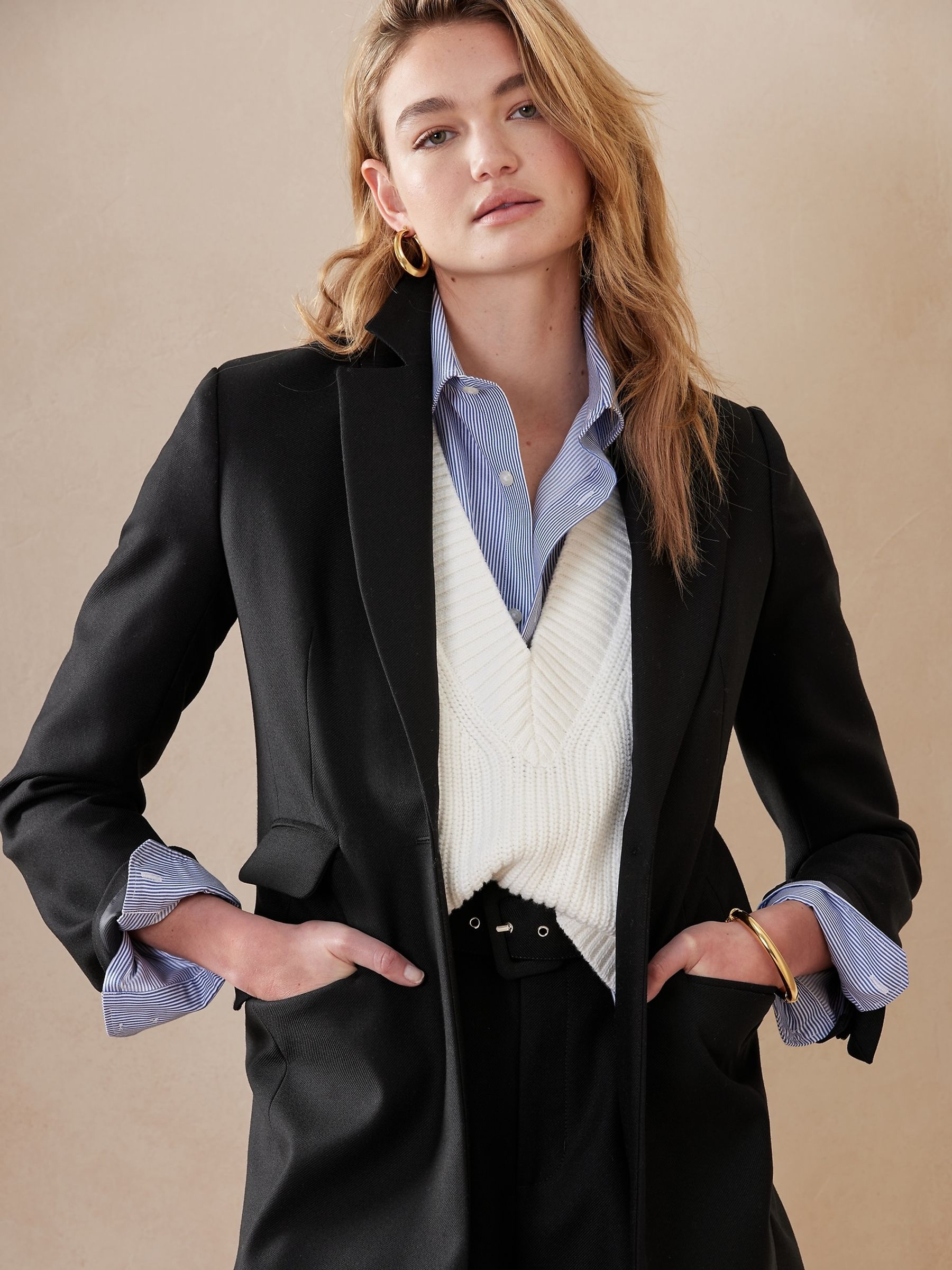 Banana Republic Black Lido Sculpted Wool Blazer - Image 4 of 5