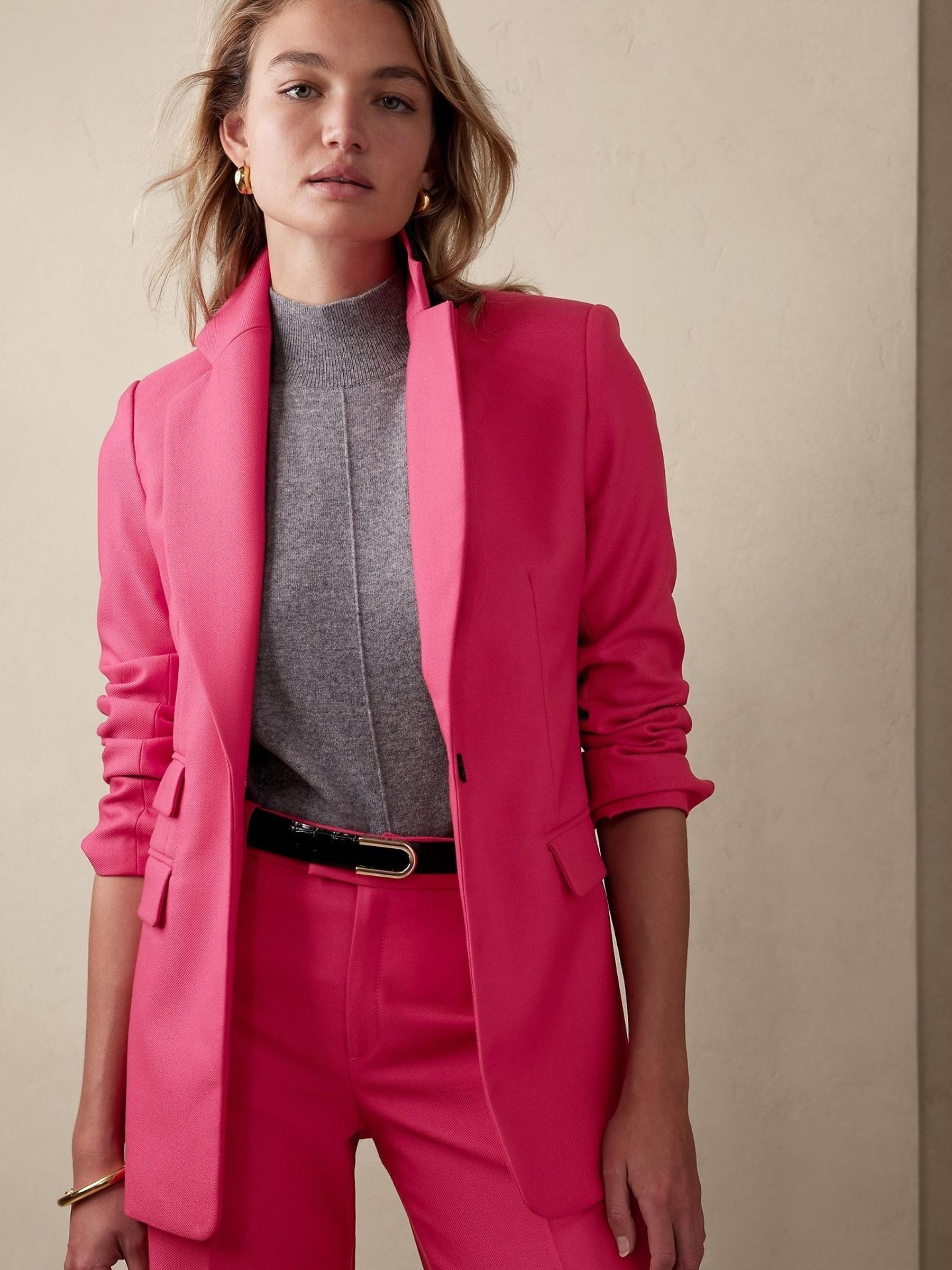 Banana Republic Pink Lido Sculpted Wool Blazer - Image 3 of 5