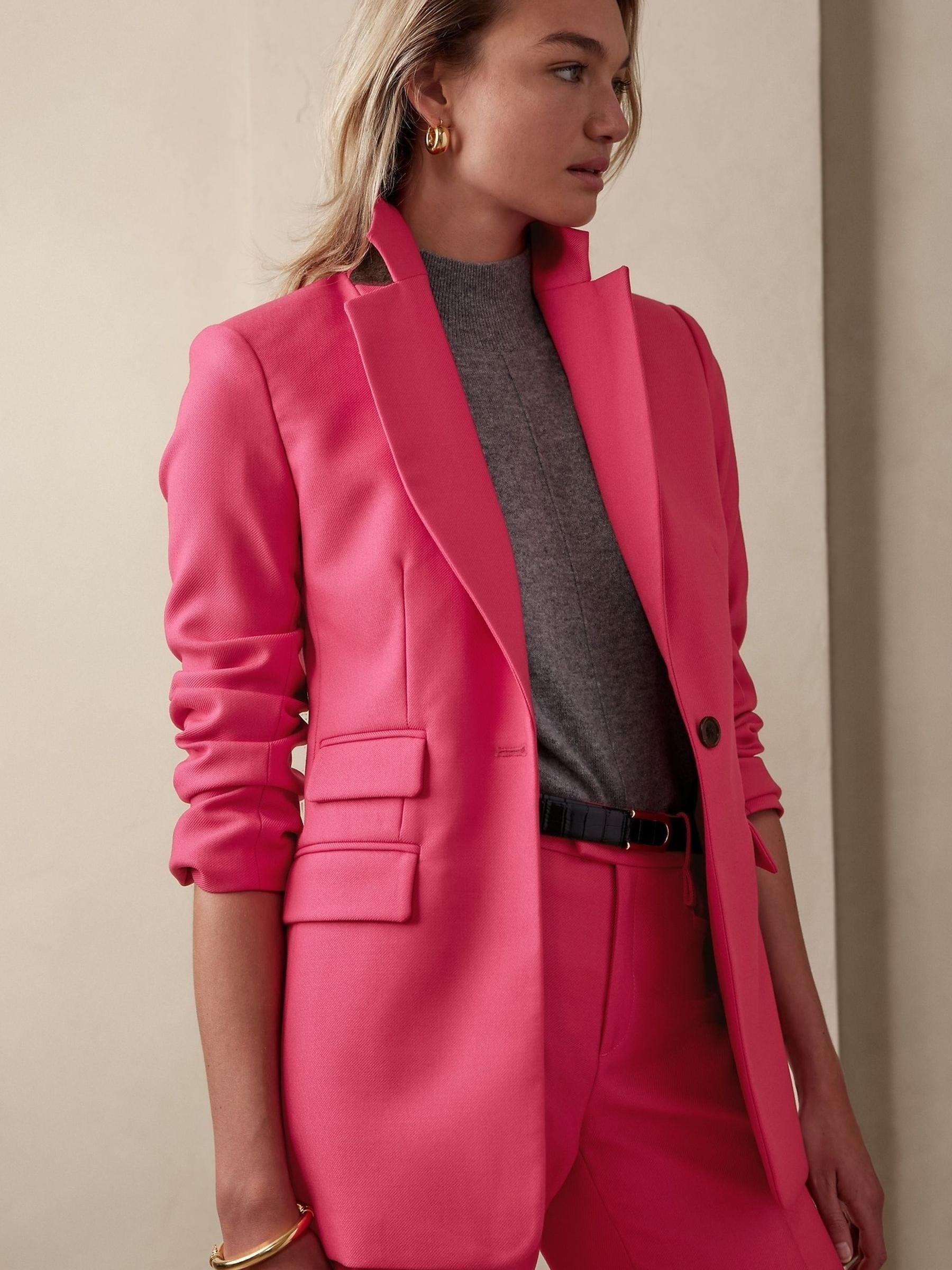 Banana Republic Pink Lido Sculpted Wool Blazer - Image 4 of 5