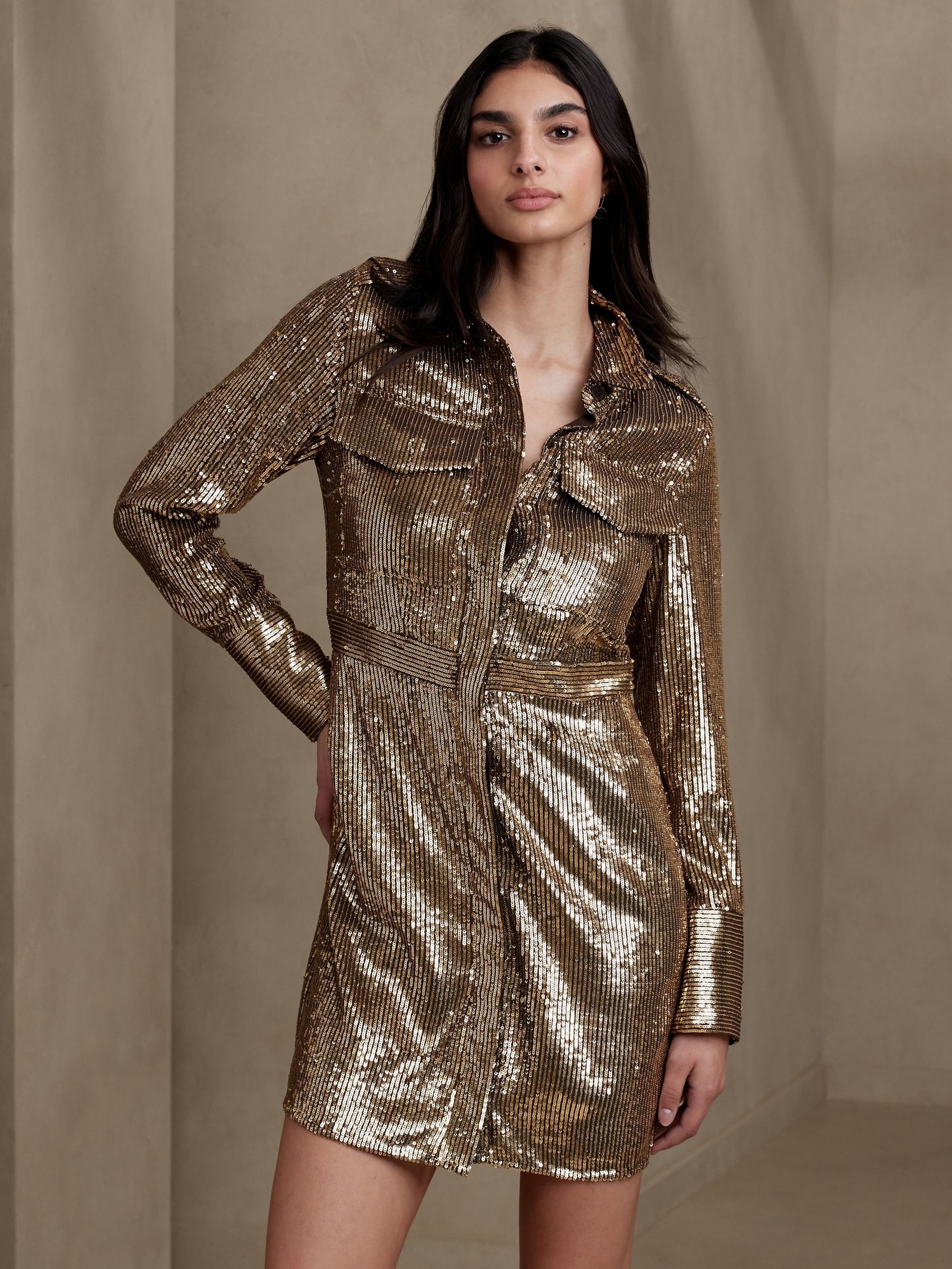 gap gold sequin dress Adoria Sequin Cut Out Maxi Dress / Gold | MESHKI main image 0