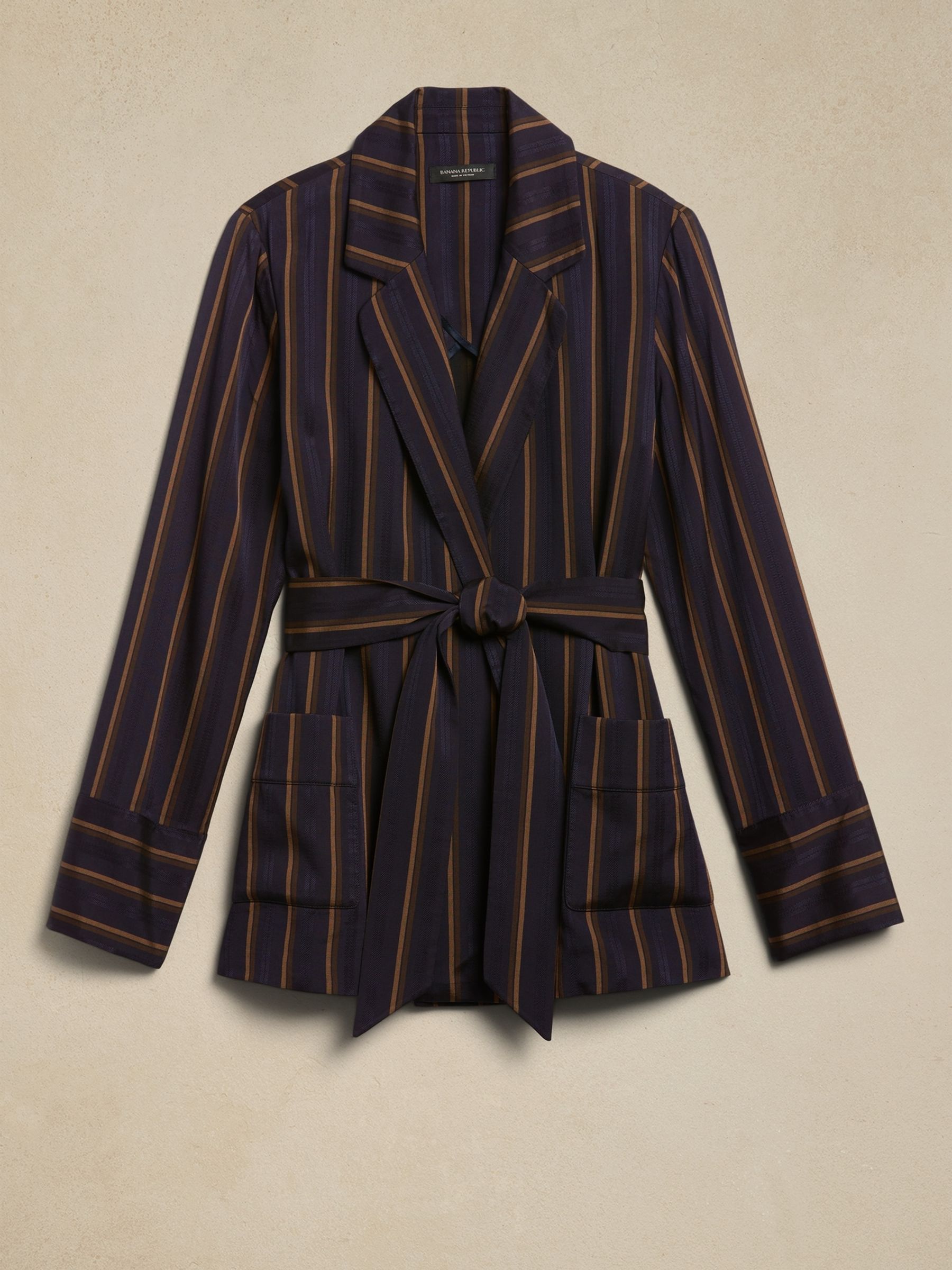 Banana Republic Navy Blue Stripes Spencer Suit Jacket - Image 4 of 5