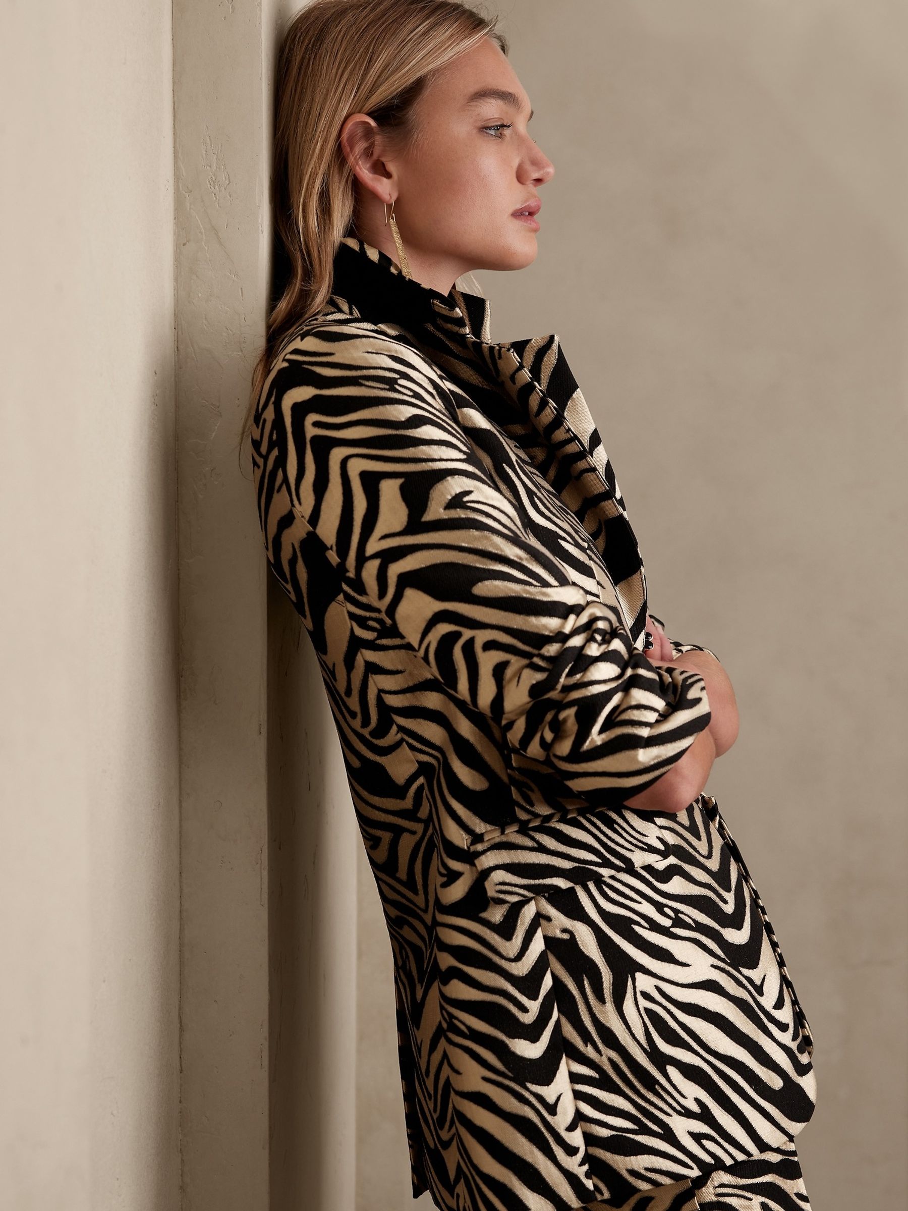 Banana Republic Zebra Print Eclat Brocade Blazer - Image 5 of 7