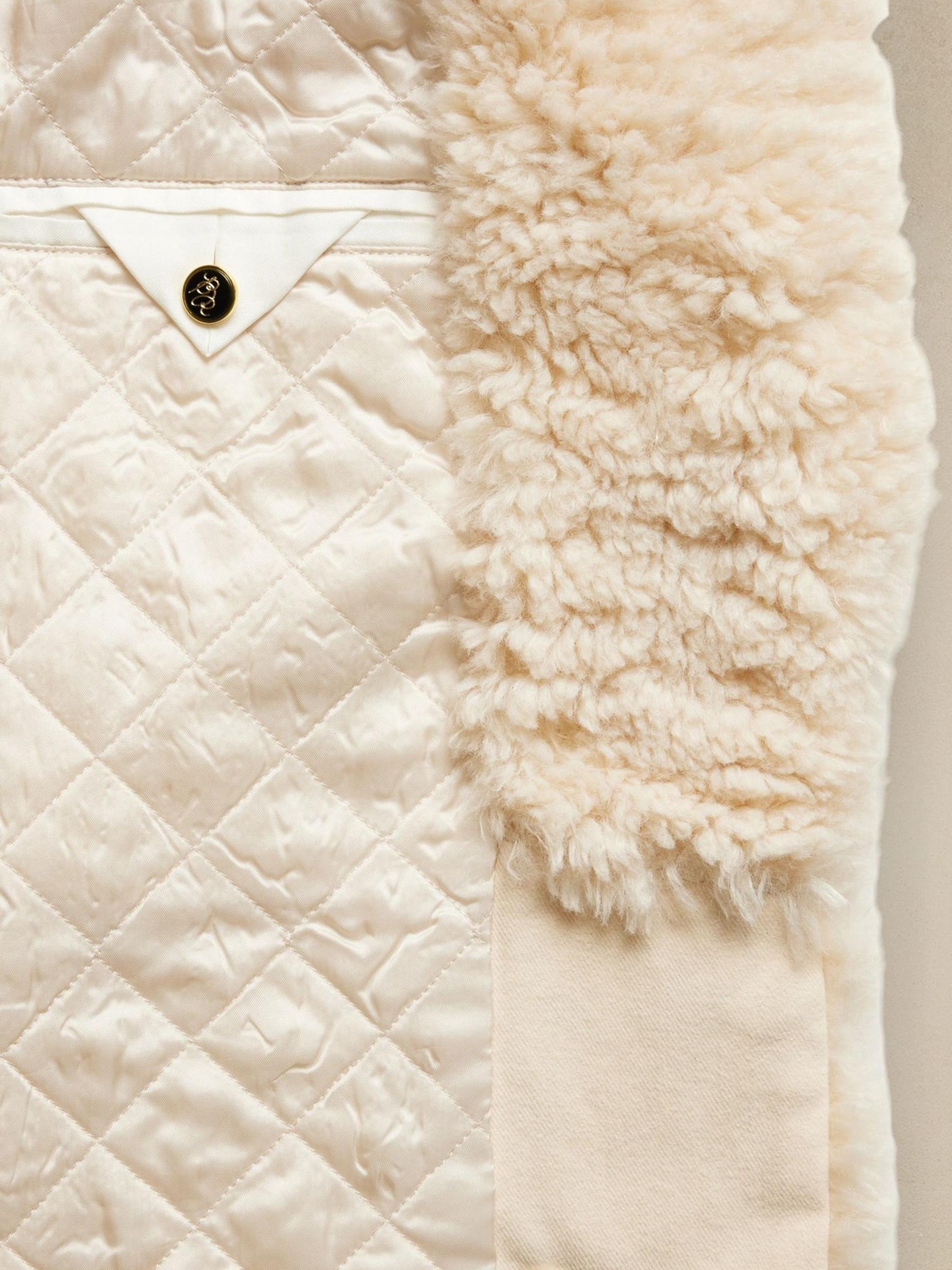 Banana Republic White Serres Sherpa Long Over Coat - Image 5 of 5