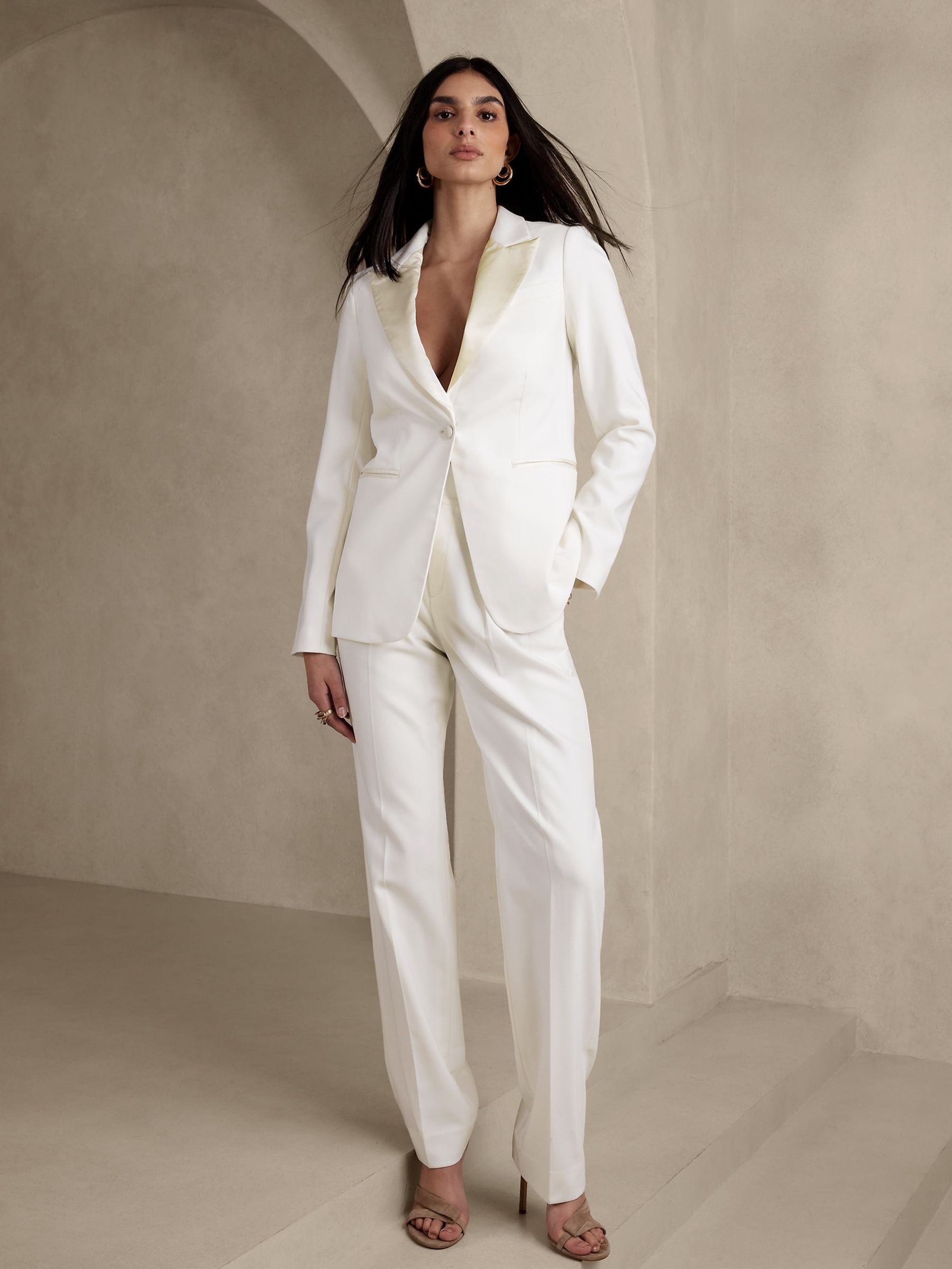 Banana Republic White Savoy Tuxedo Blazer - Image 3 of 5