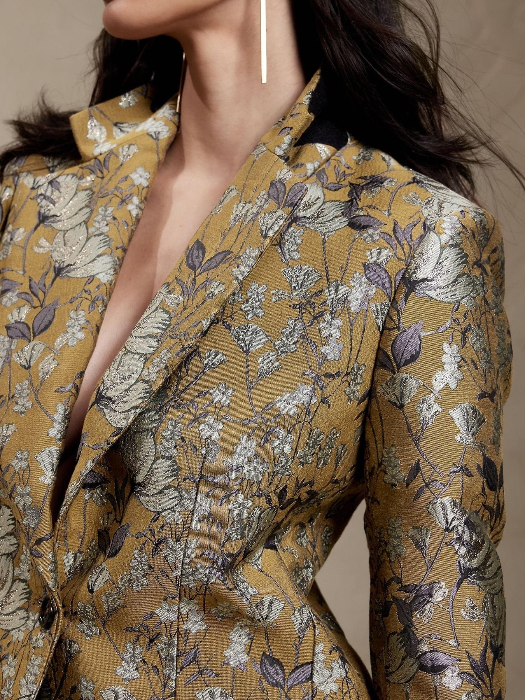 Banana Republic Green Eclat Brocade Blazer - Image 4 of 5