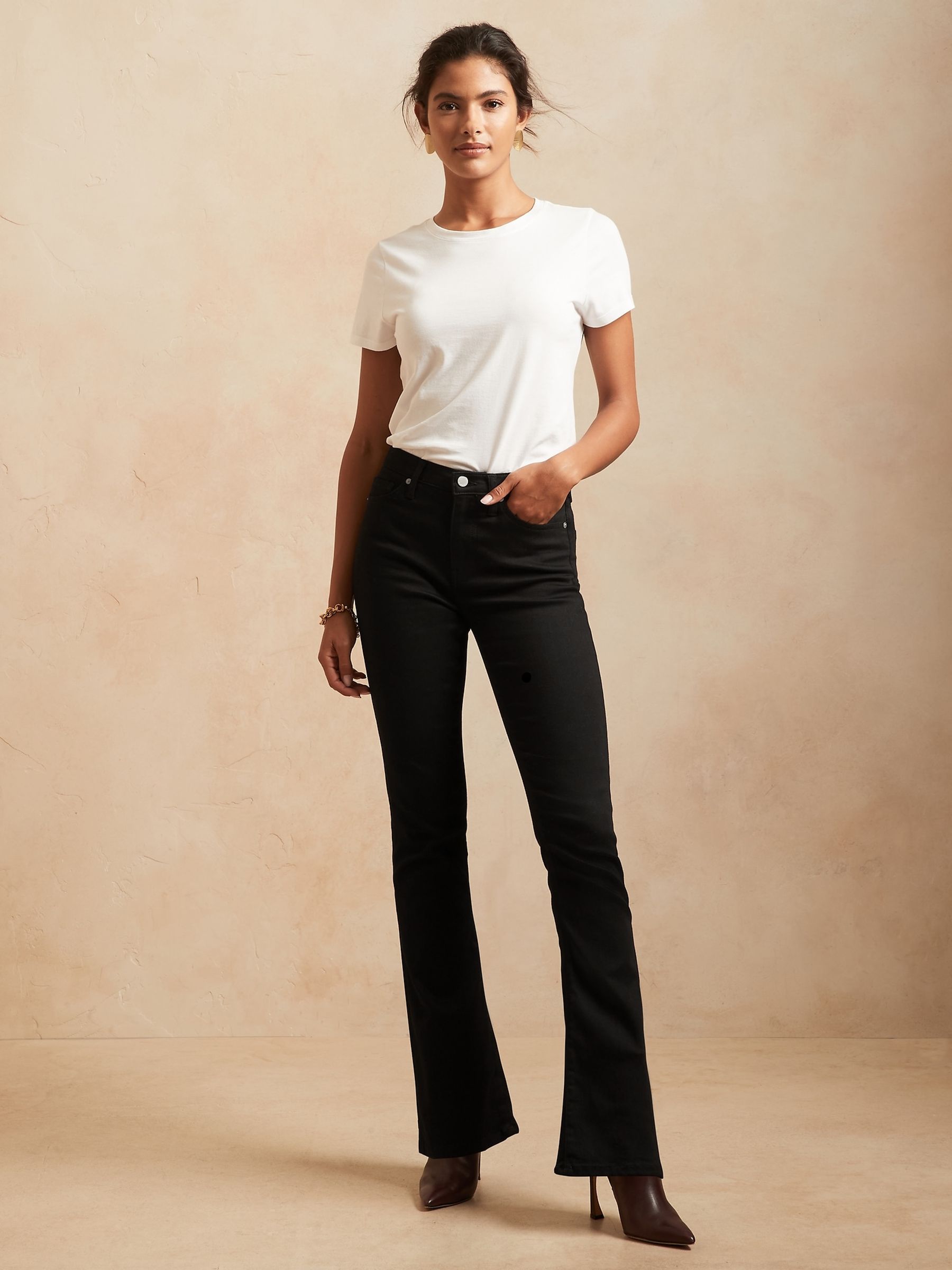 Banana Republic Black High-Rise Flare Soft Sculpt Jeans - Image 1 of 5