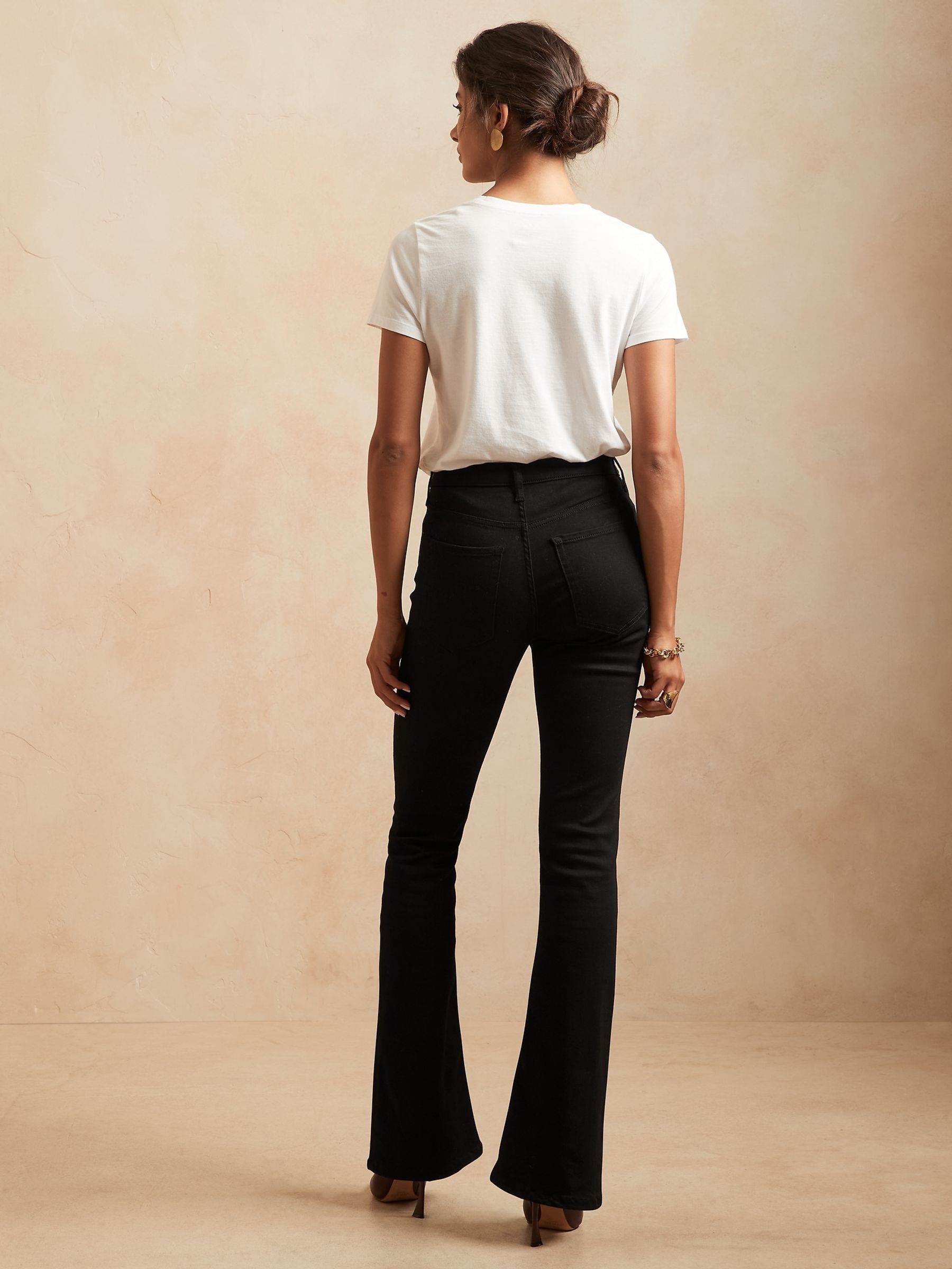 Banana Republic Black High-Rise Flare Soft Sculpt Jeans - Image 2 of 5