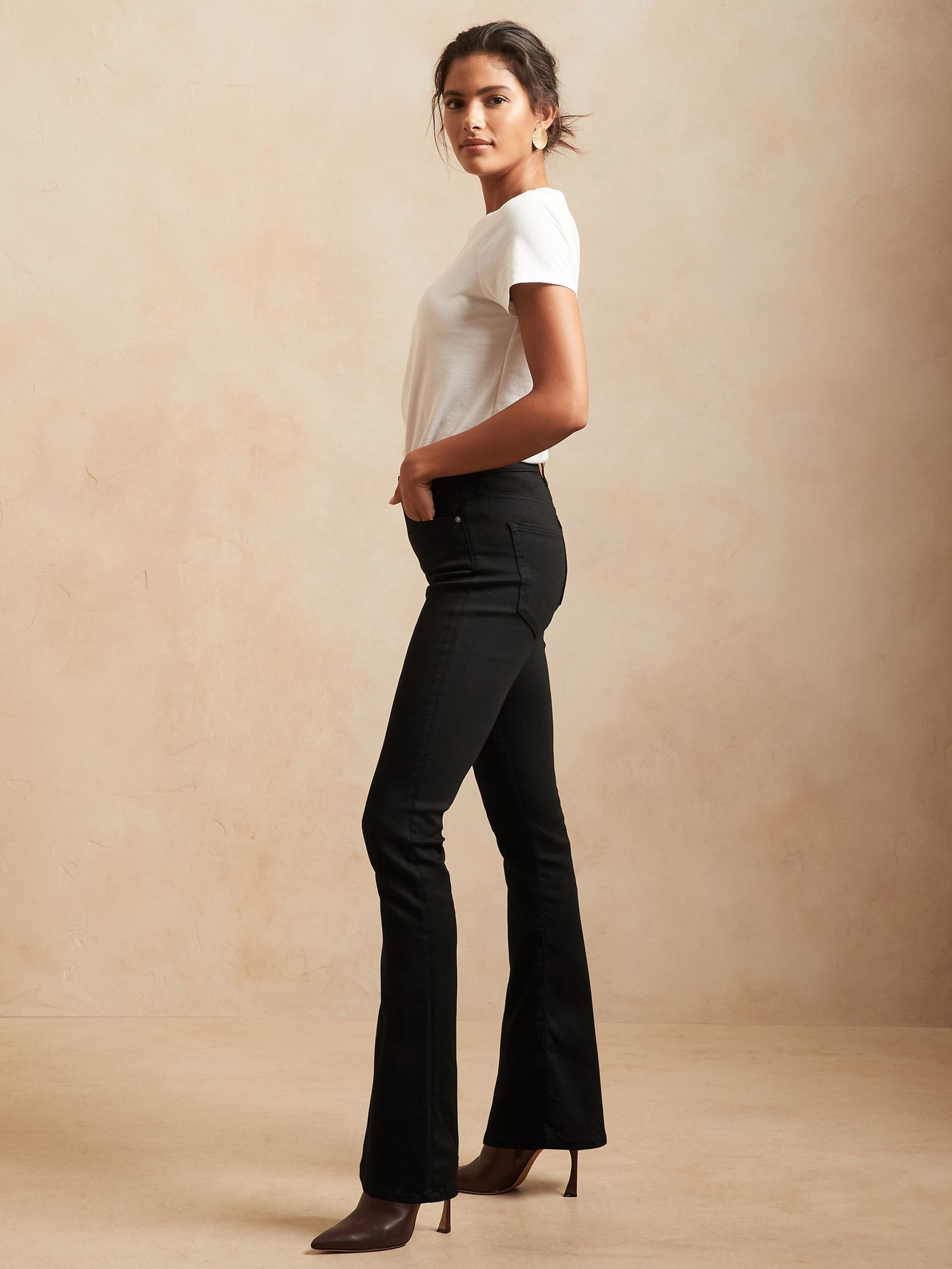 Banana Republic Black High-Rise Flare Soft Sculpt Jeans - Image 3 of 5