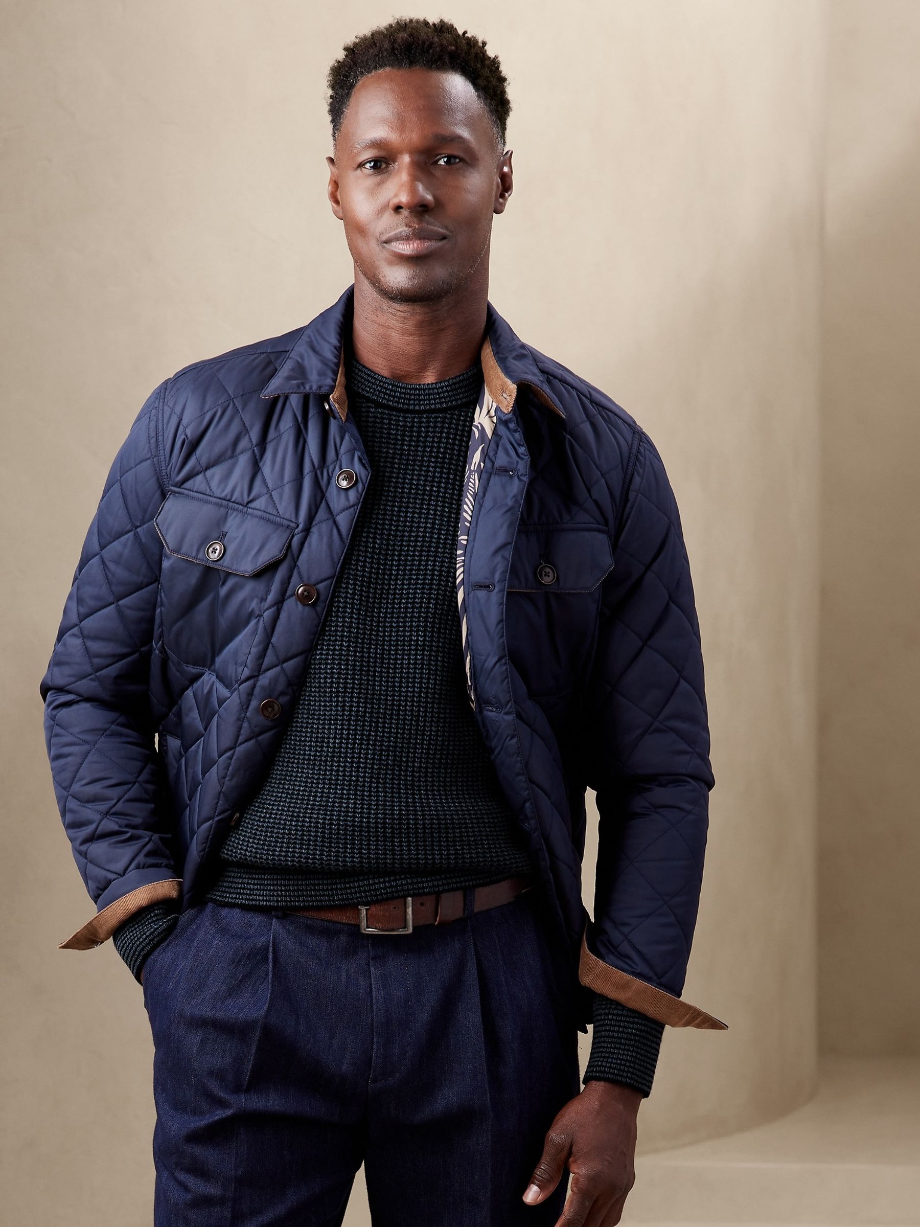 Banana Republic Blue Striped Wool-Blend Jumper - Image 1 of 1