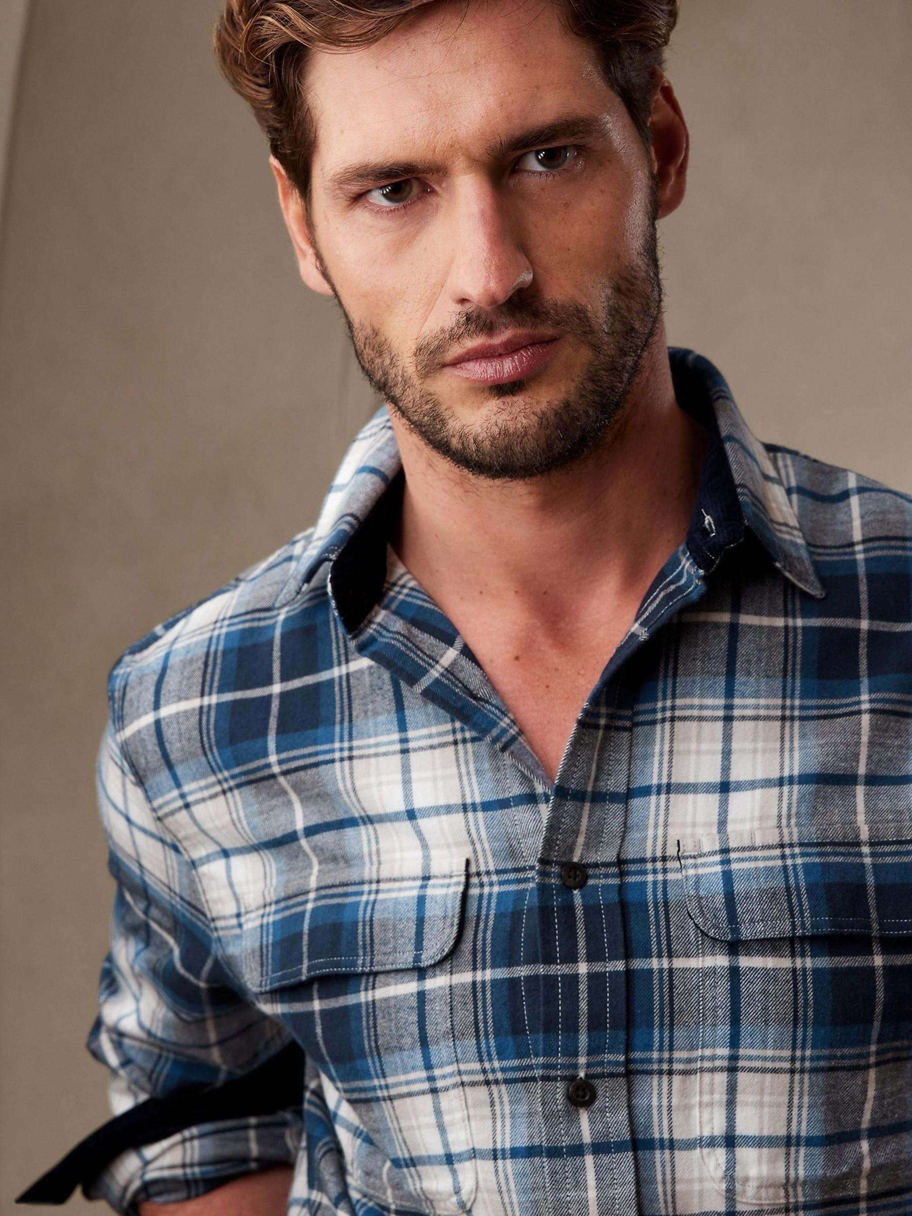 Banana Republic Blue Flannel Shirt - Image 3 of 3