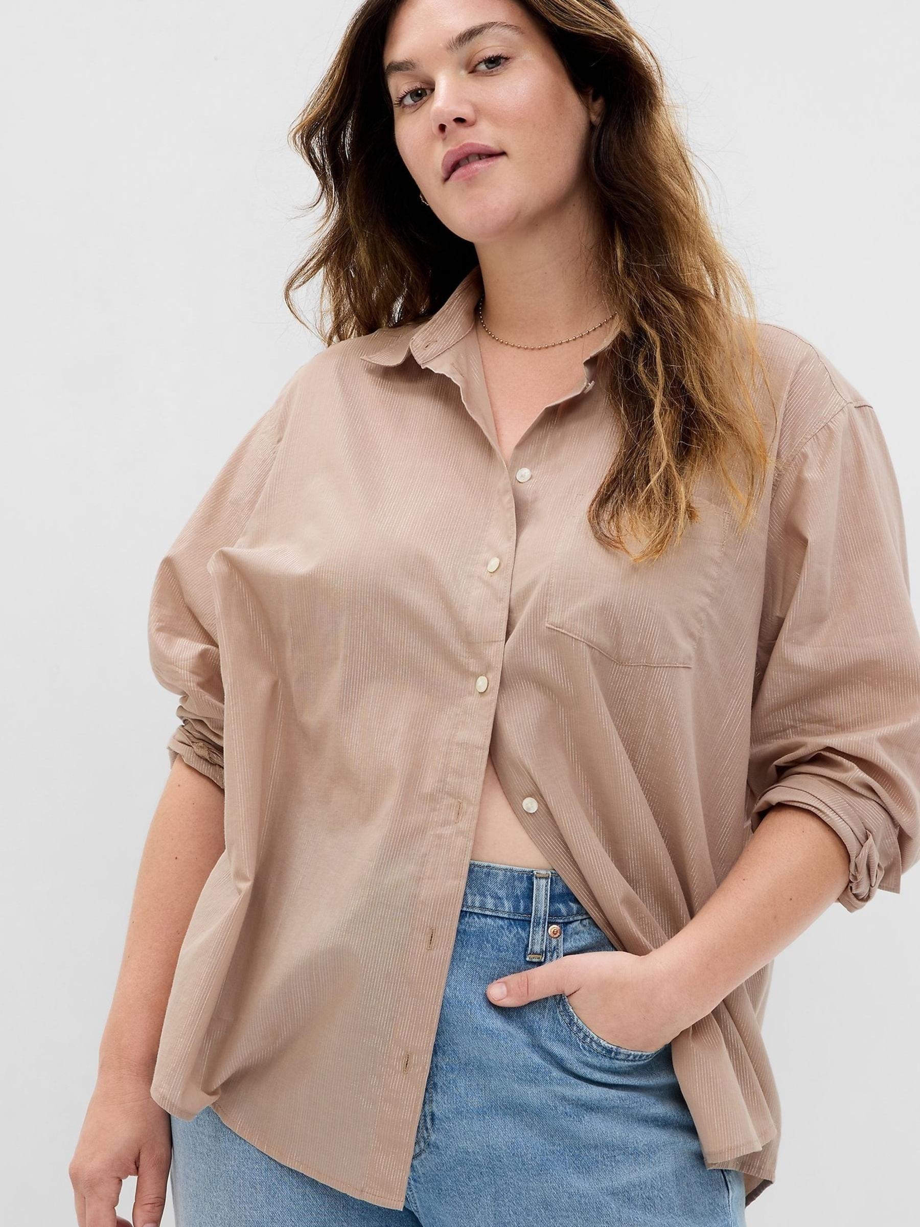 Brown Metallic Oversized Shirt - Image 1 of 6