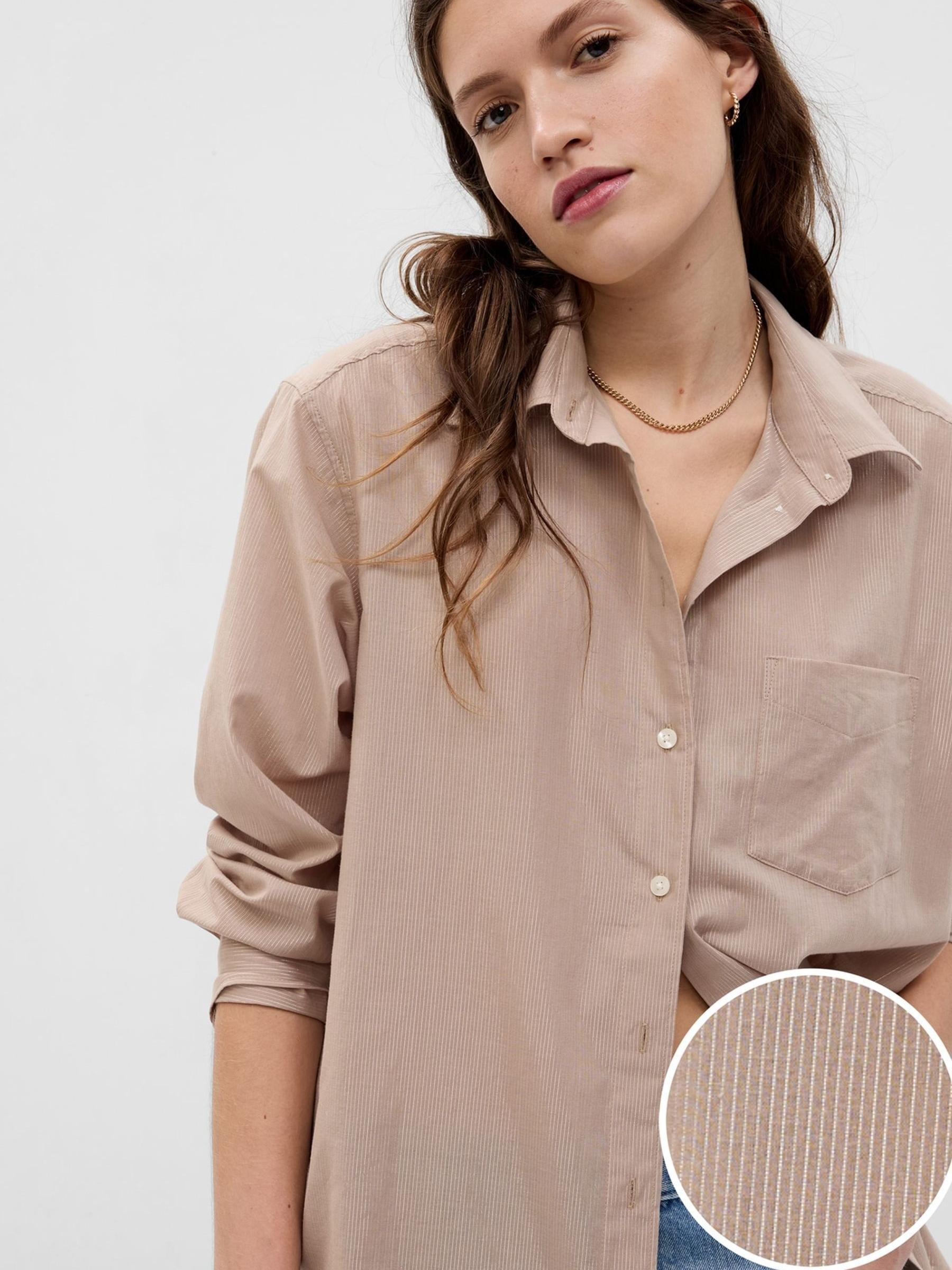 Brown Metallic Oversized Shirt - Image 5 of 6