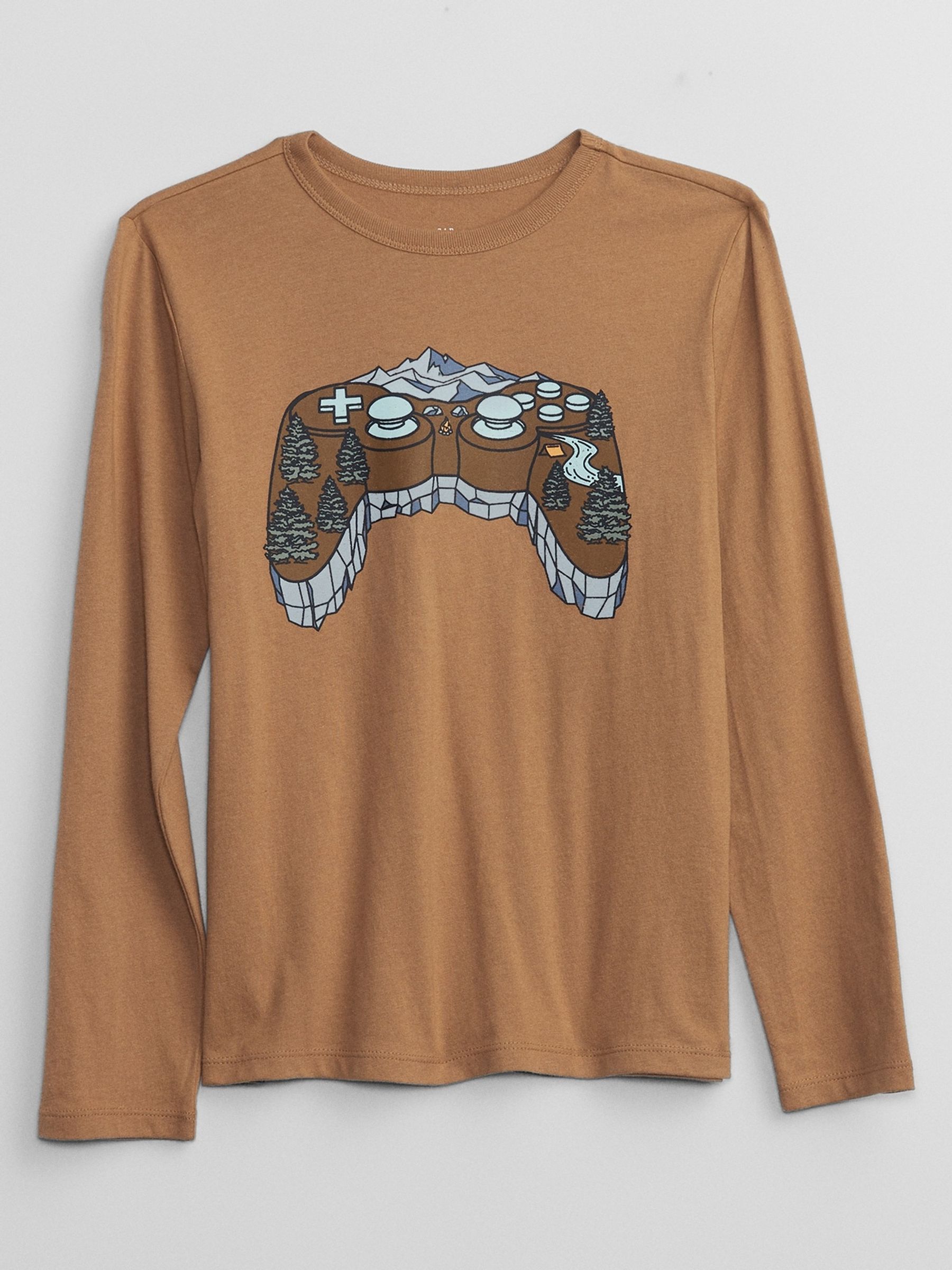 Brown Graphic Long Sleeve T-Shirt - Image 1 of 1