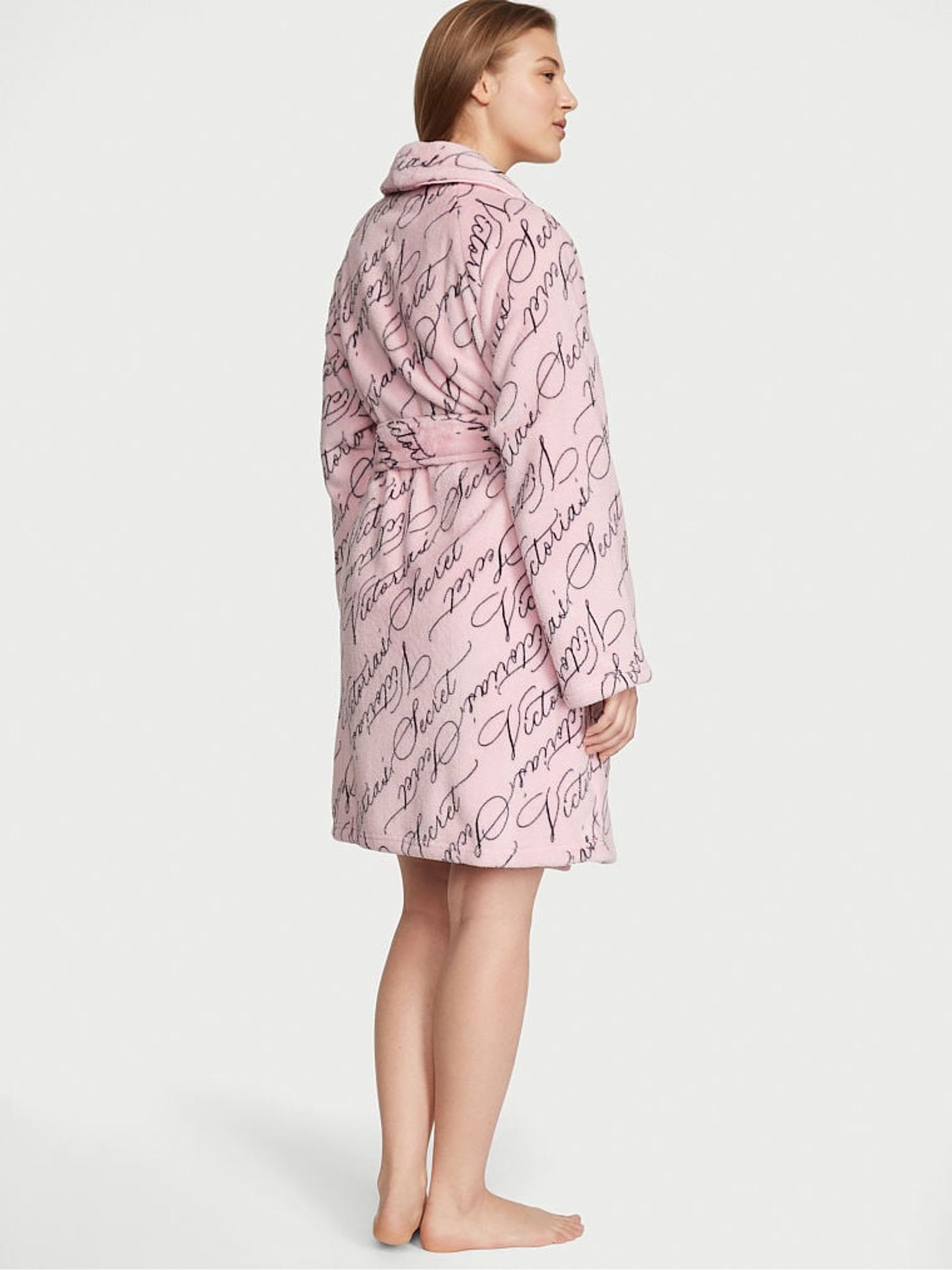 Pretty Blossom Pink Logo Cosy Short Dressing Gown - Image 2 of 3