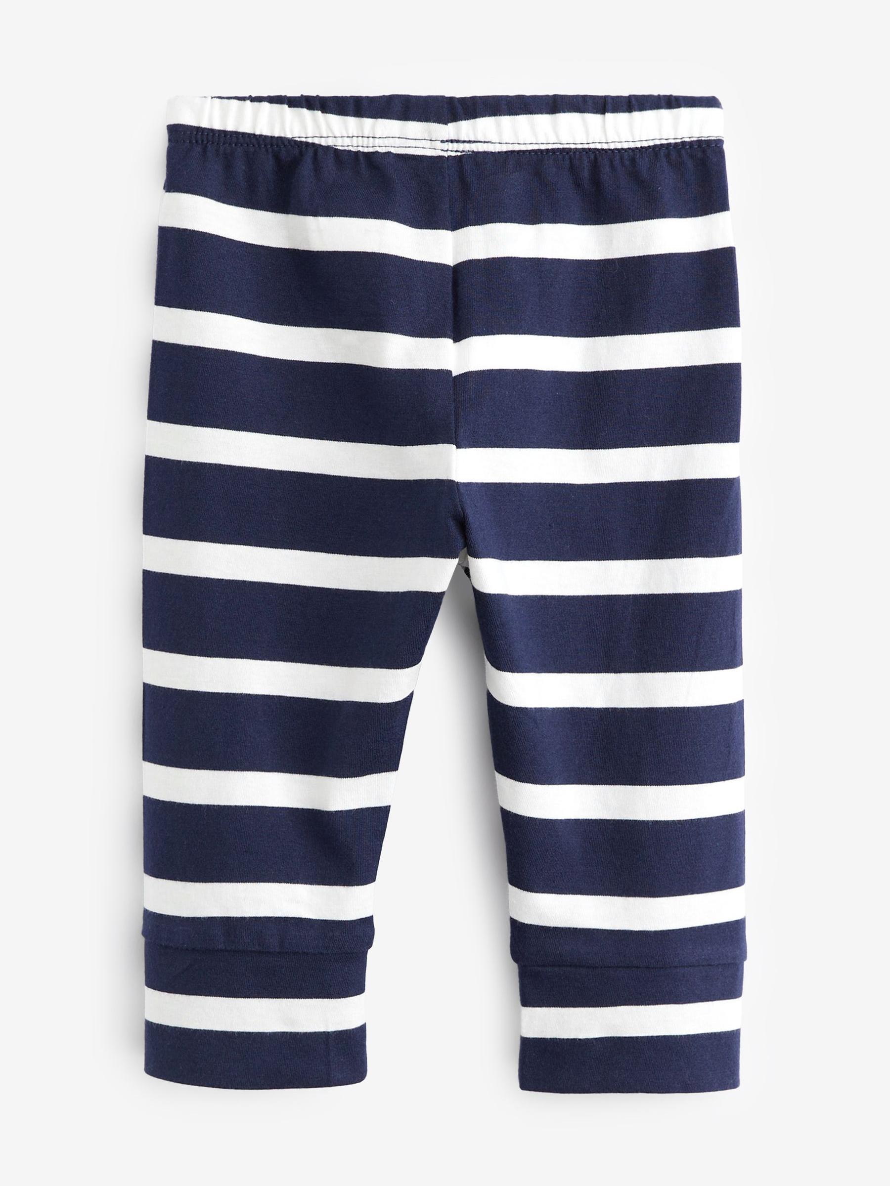 Navy & White Stripe Print Jersey Joggers - Baby - Image 2 of 3