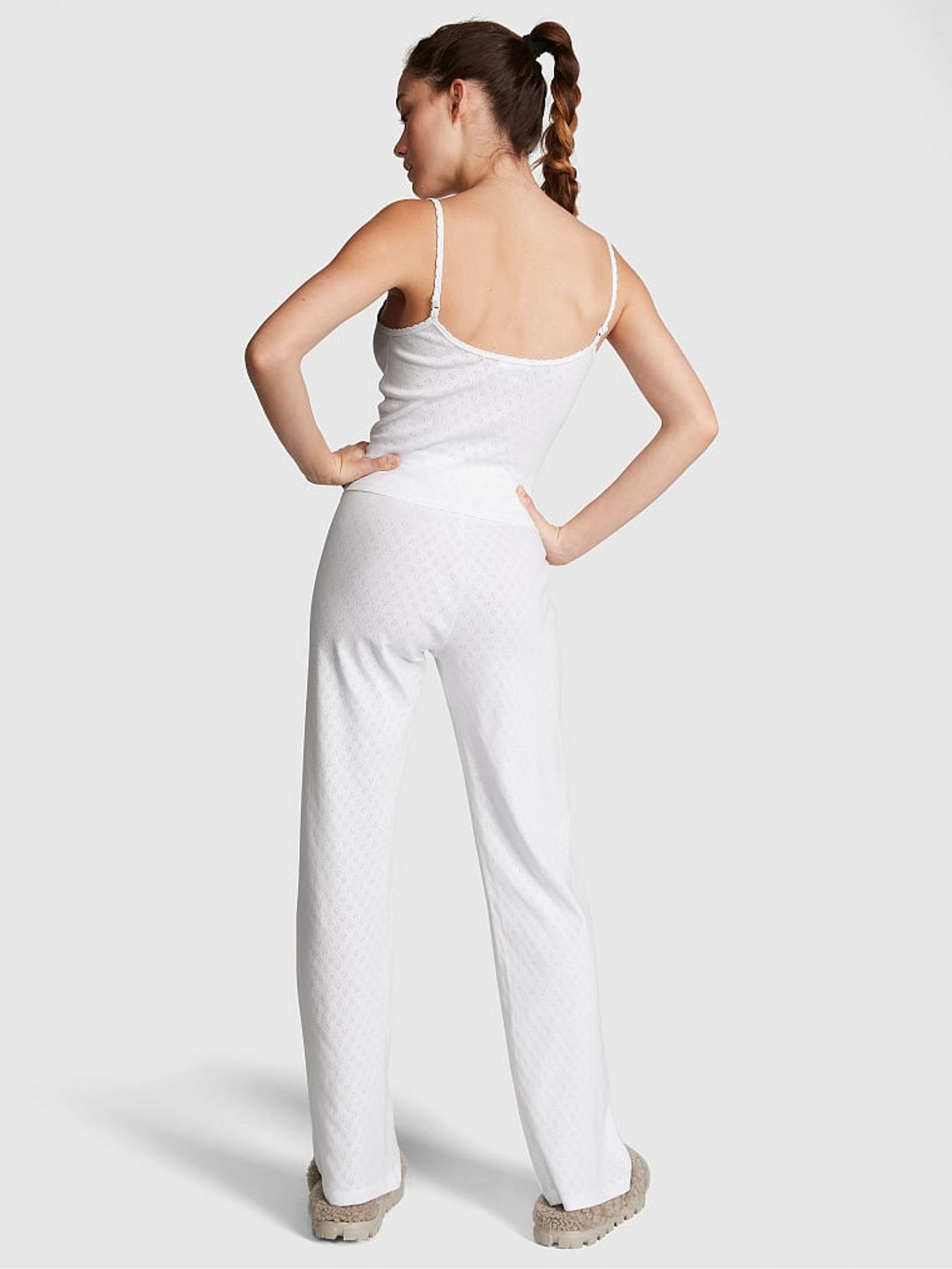 Optic White Heart Pointelle Cami Long Pyjama Set - Image 2 of 4