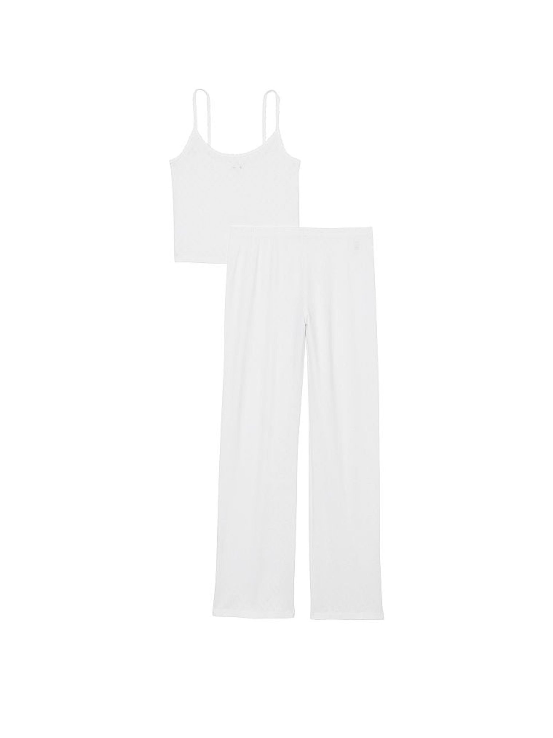 Optic White Heart Pointelle Cami Long Pyjama Set - Image 3 of 4