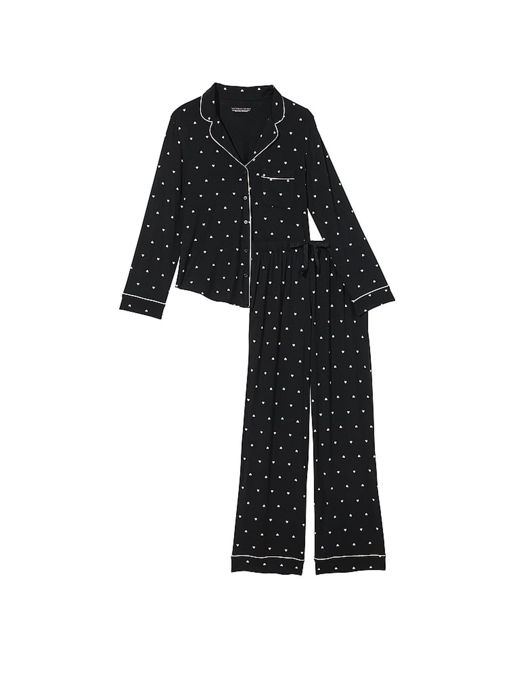Black Heart Dot Modal Long Pyjamas - Image 1 of 1