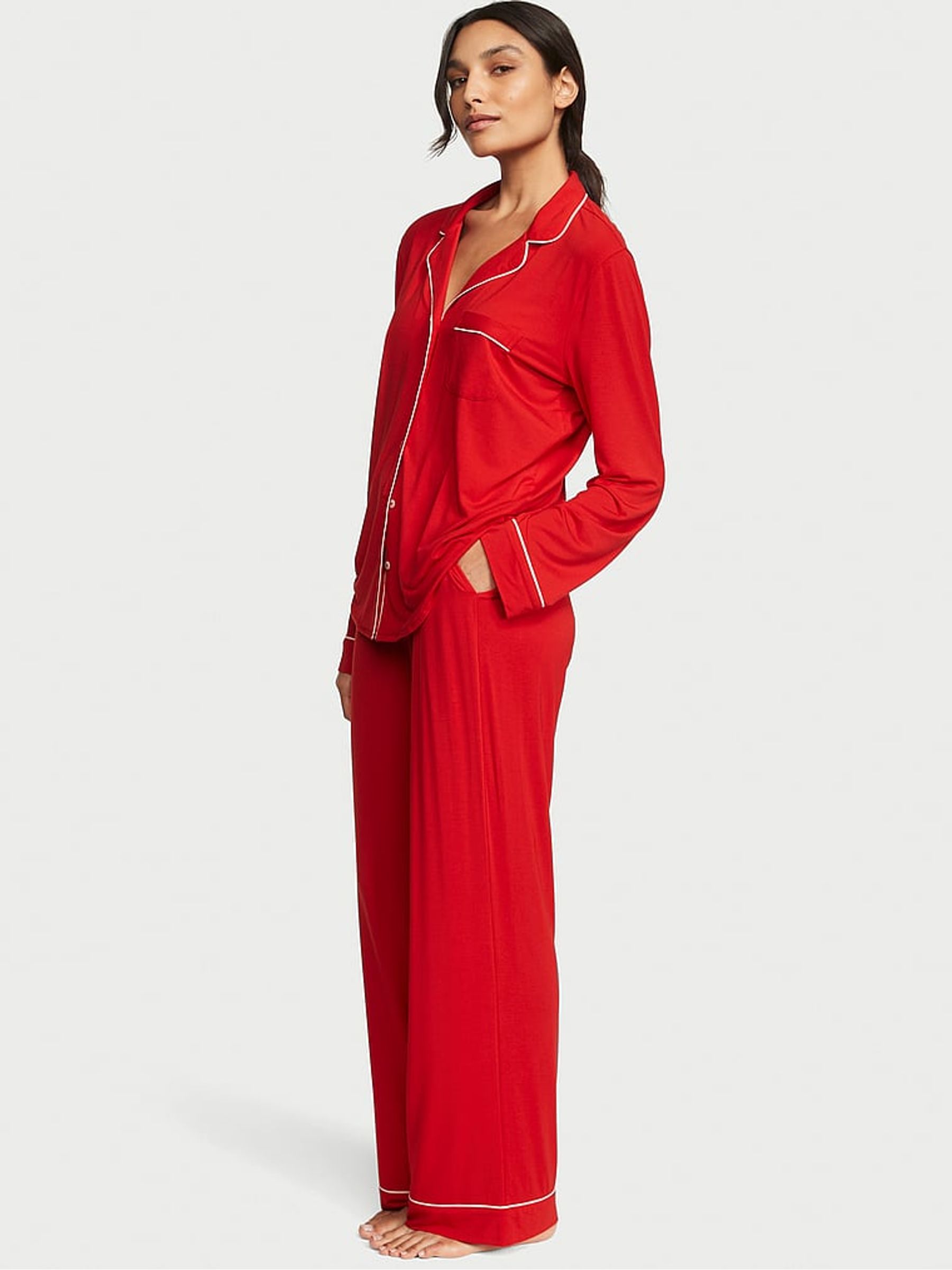 Lipstick Red Modal Long Pyjamas - Image 1 of 1