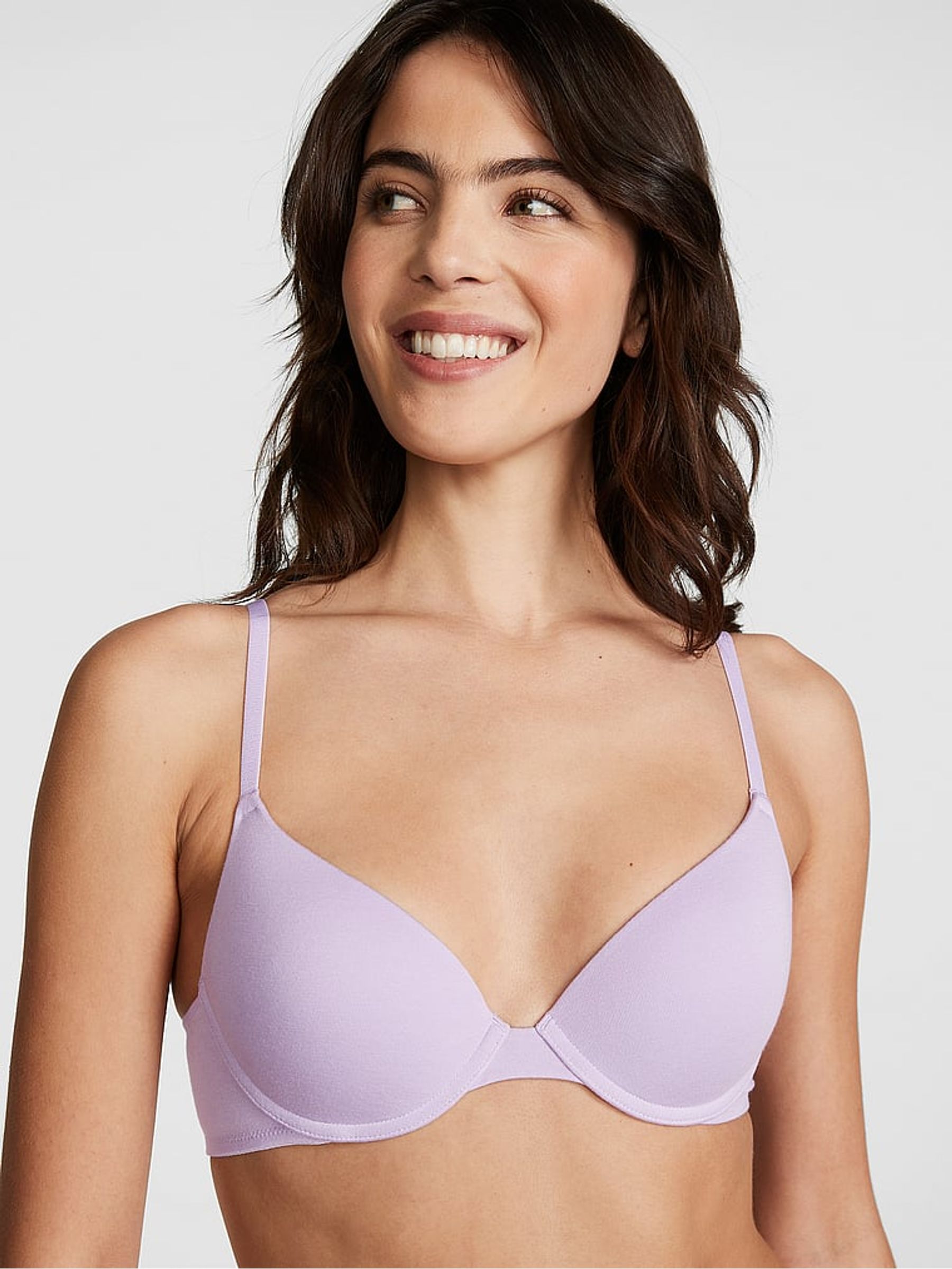 Pastel Lilac Purple Push Up Cotton Bra - Image 1 of 3