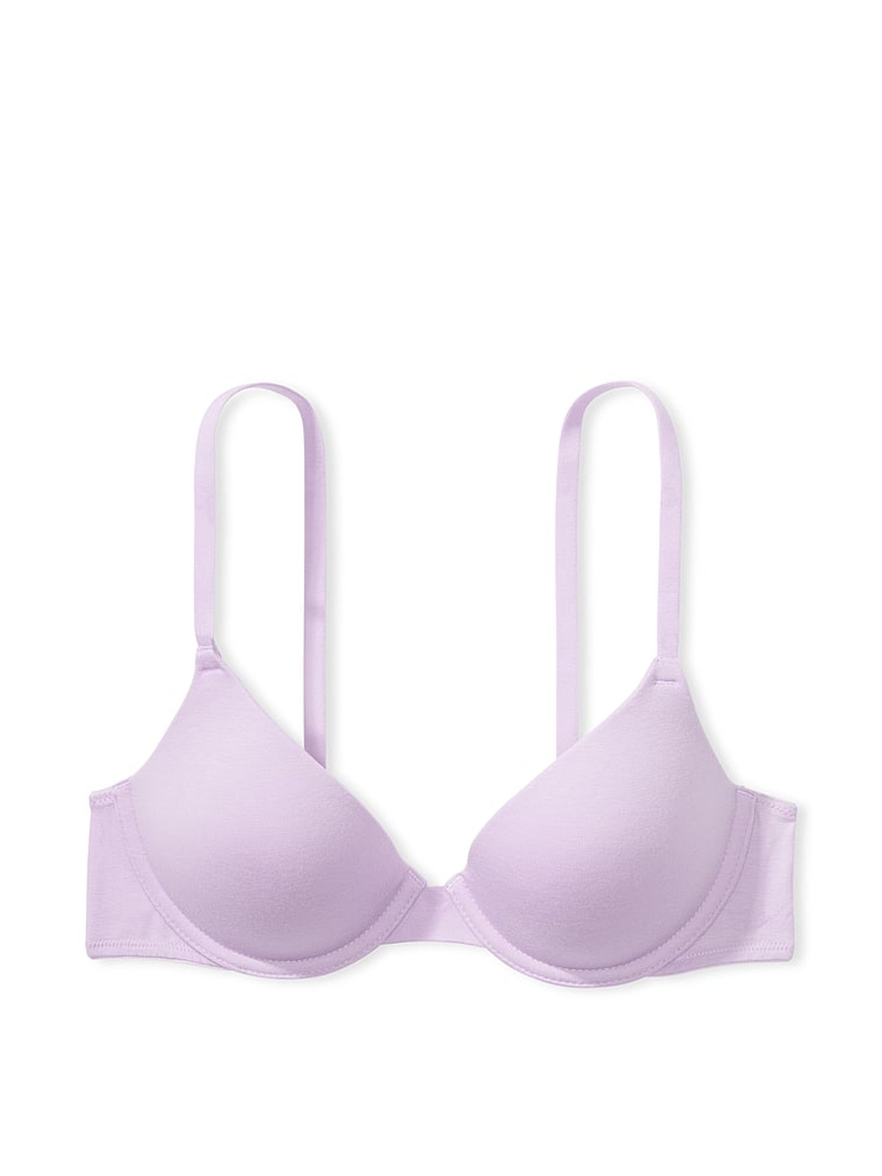 Pastel Lilac Purple Lightly Lined Cotton Logo Bra - Image 3 of 3