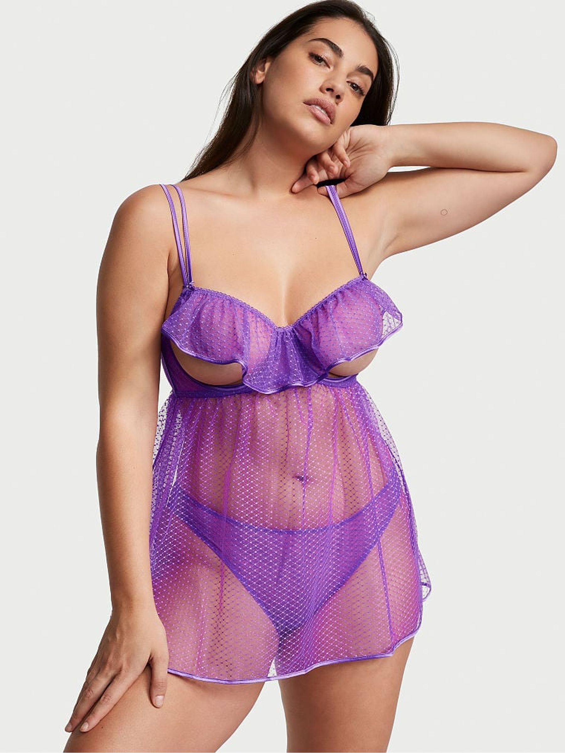 Purple Tease Peek-A-Boo Babydoll - Image 1 of 3
