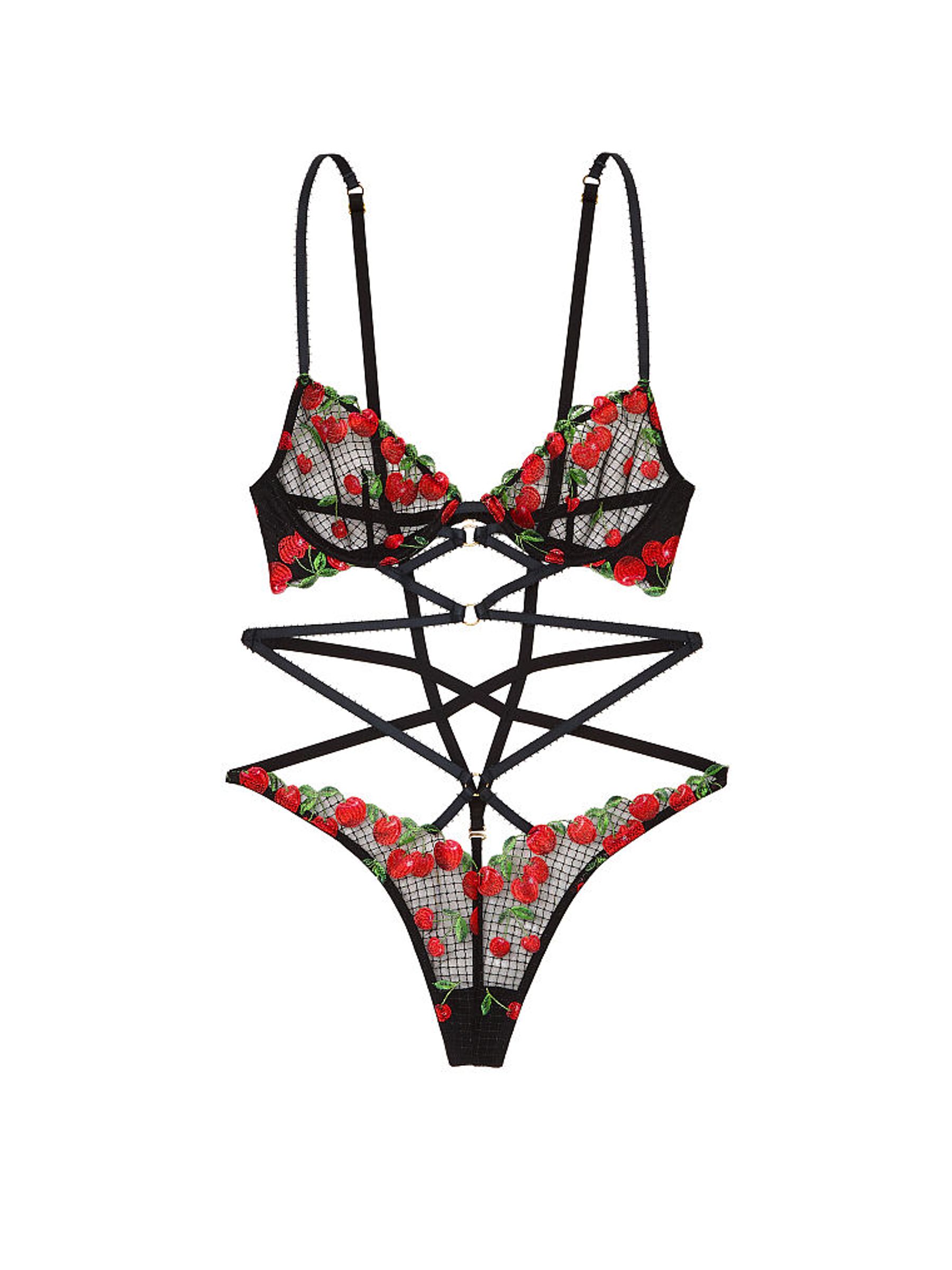Black Cherry Embroidered Bodysuit - Image 3 of 3